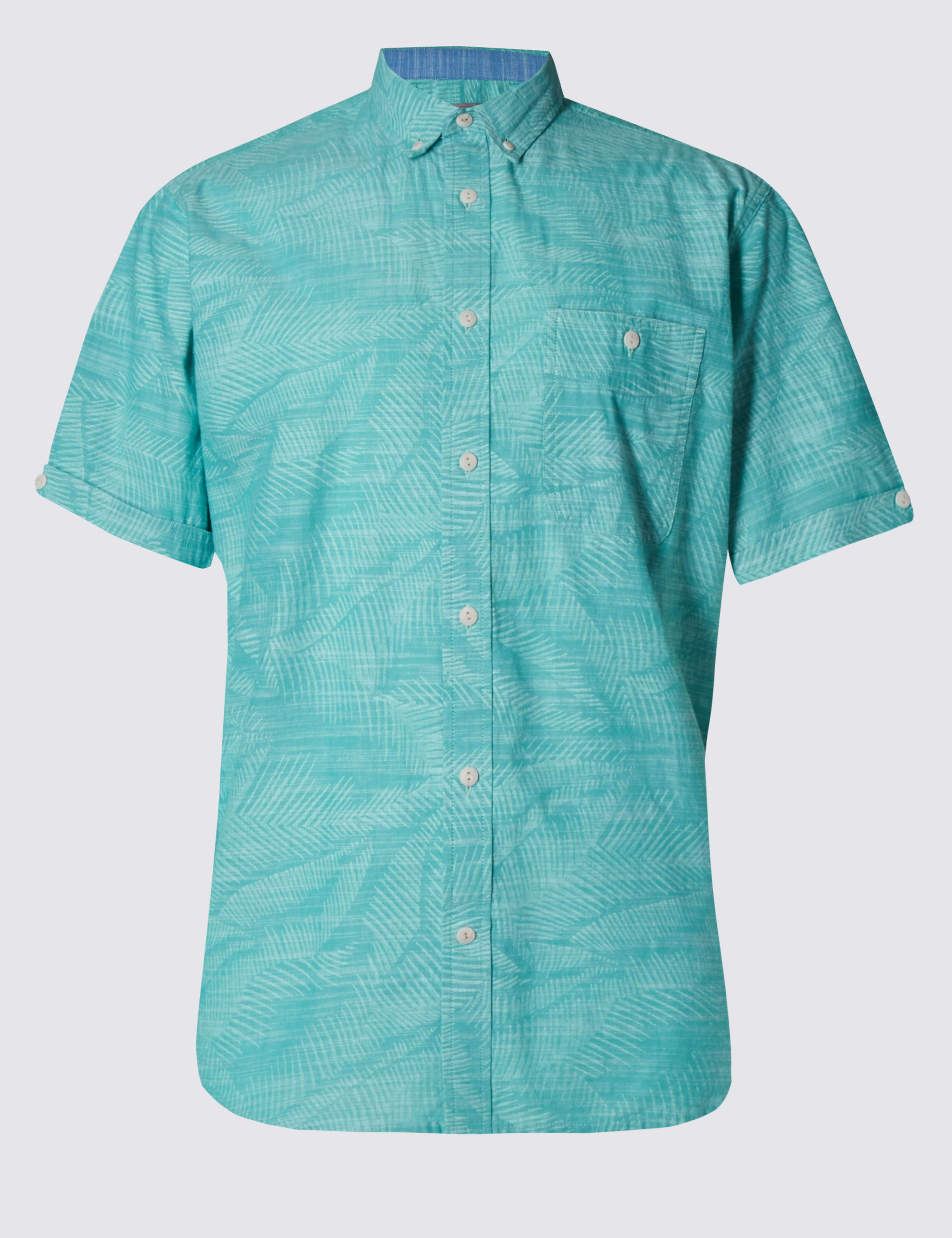 Pure Cotton Slub Leaf Print Shirt 2 of 4