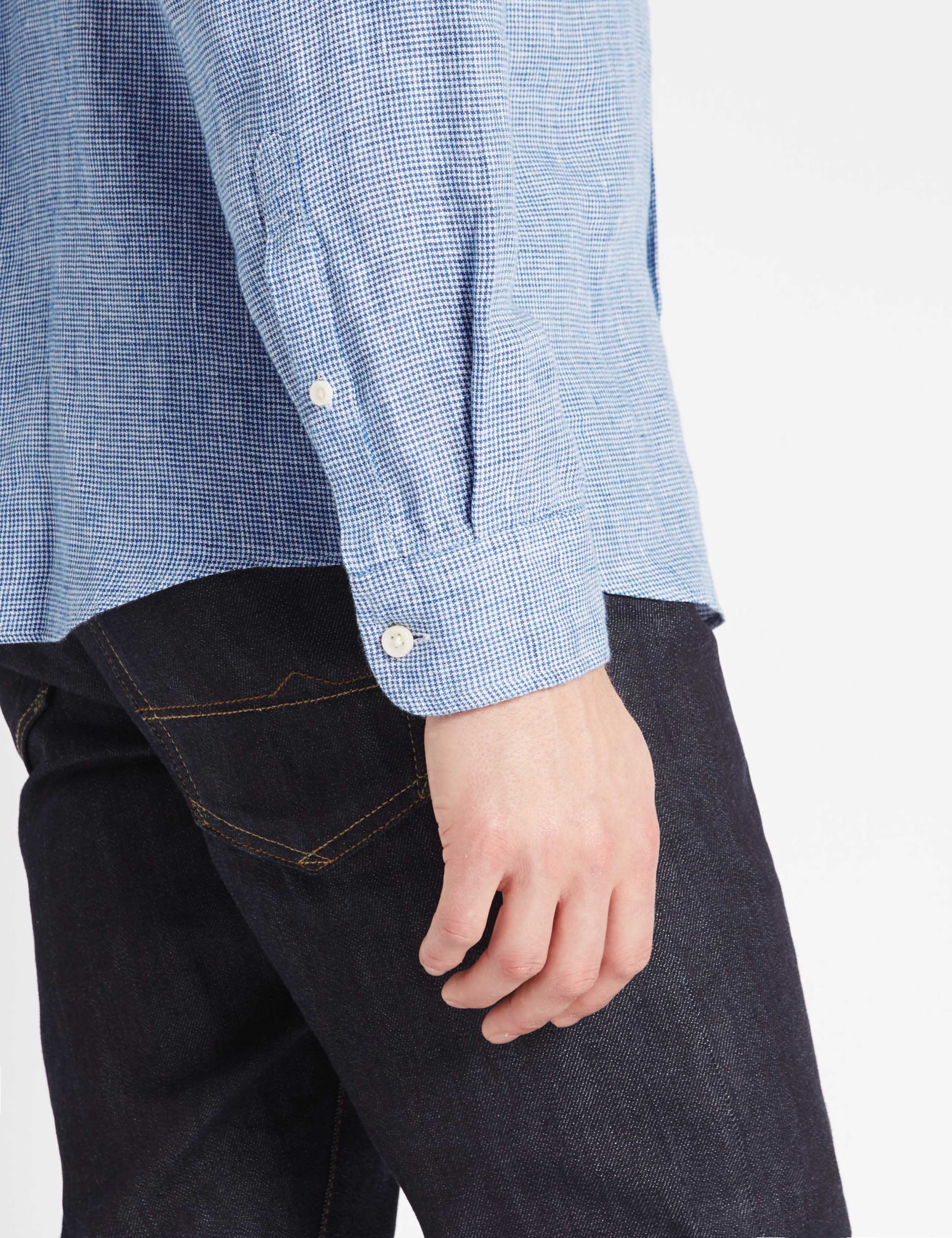 Pure Linen Textured Shirt with Pocket 4 of 4