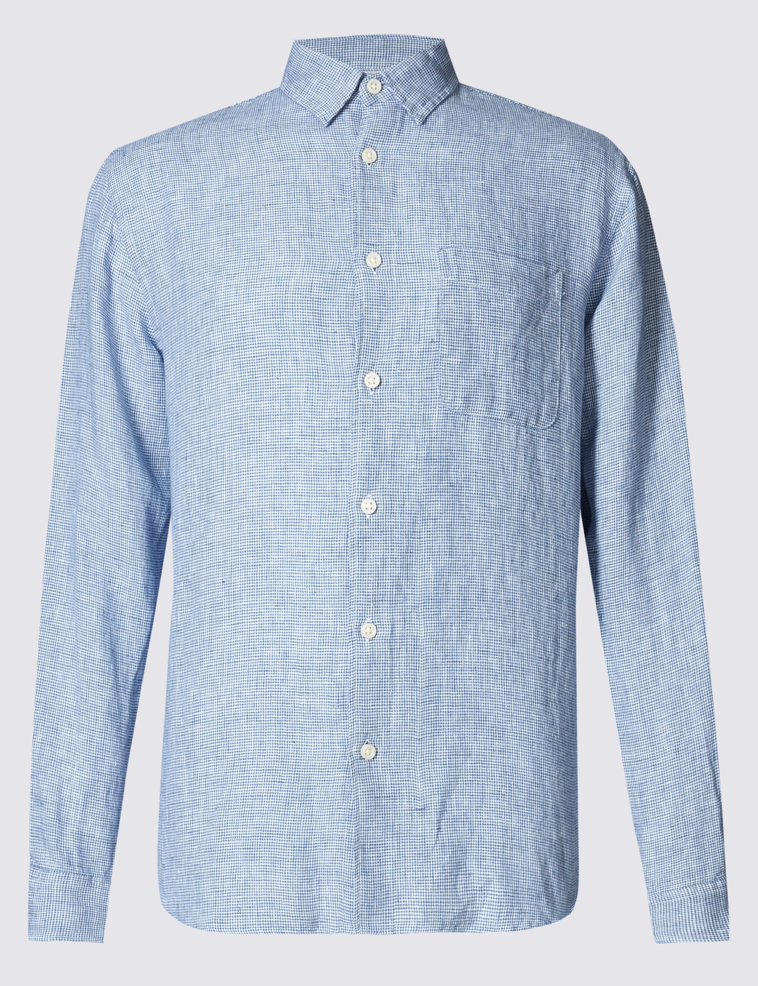 Pure Linen Textured Shirt with Pocket 2 of 4