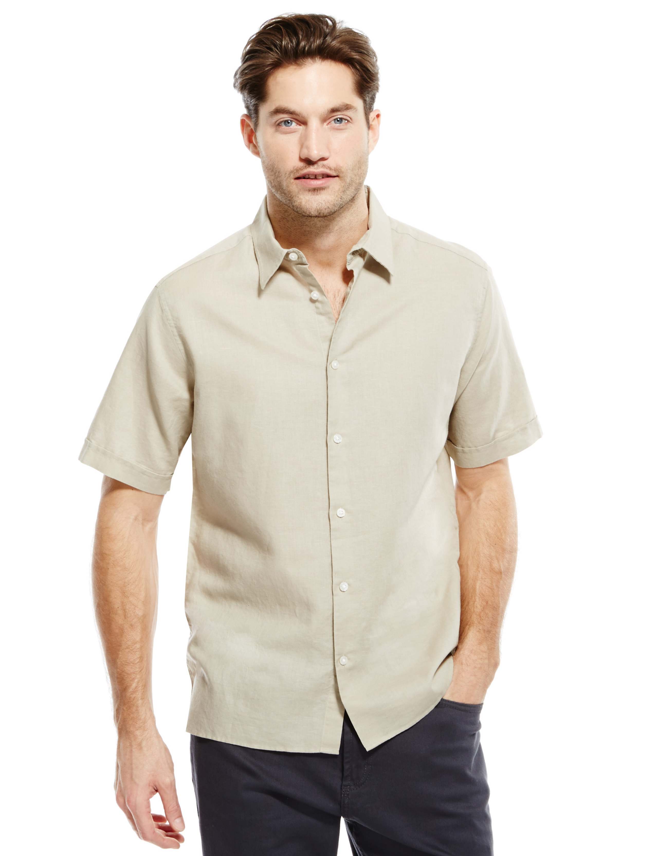 Linen Blend Classic Collar Shirt 1 of 3
