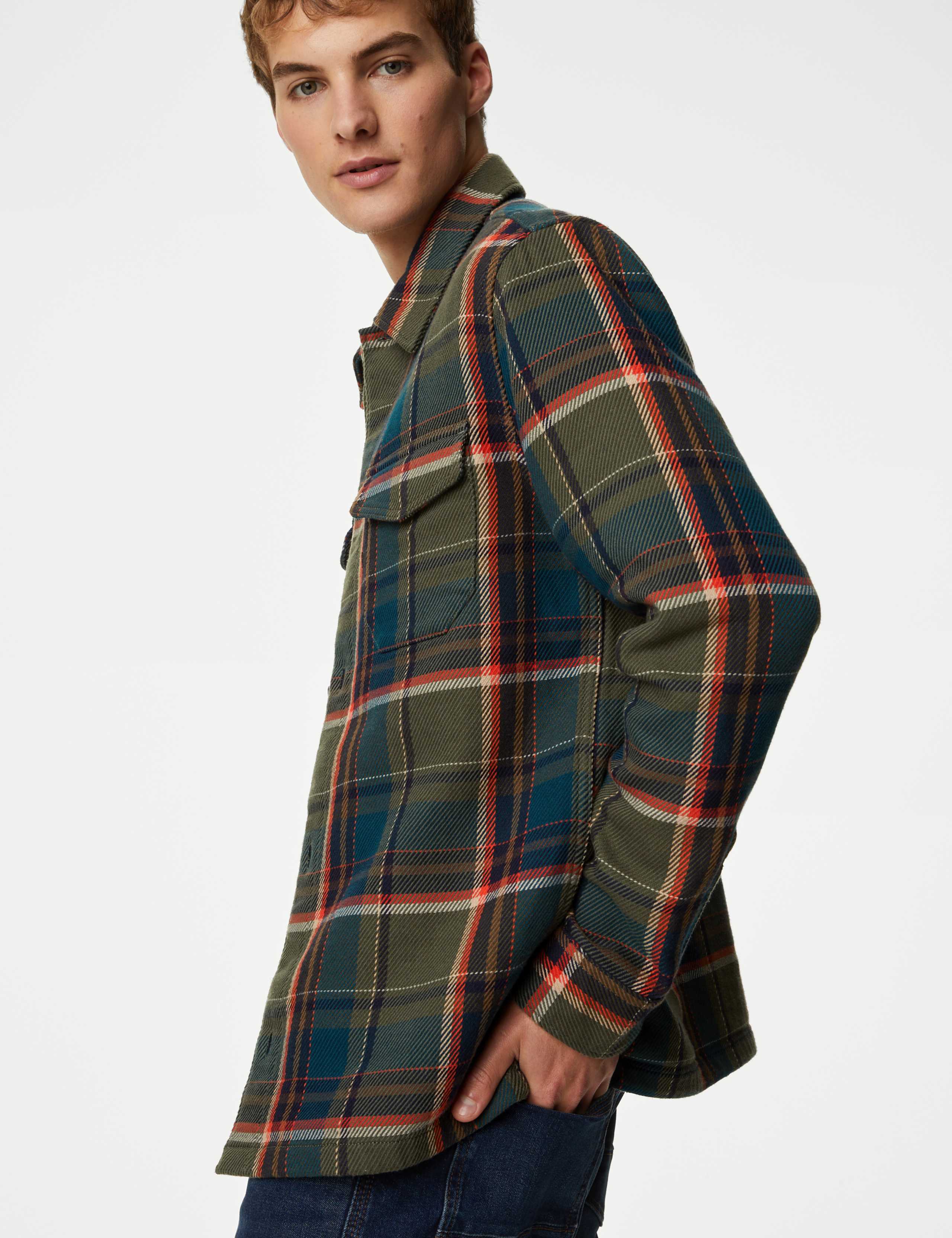 Cotton Rich Check Double Faced Overshirt 1 of 6