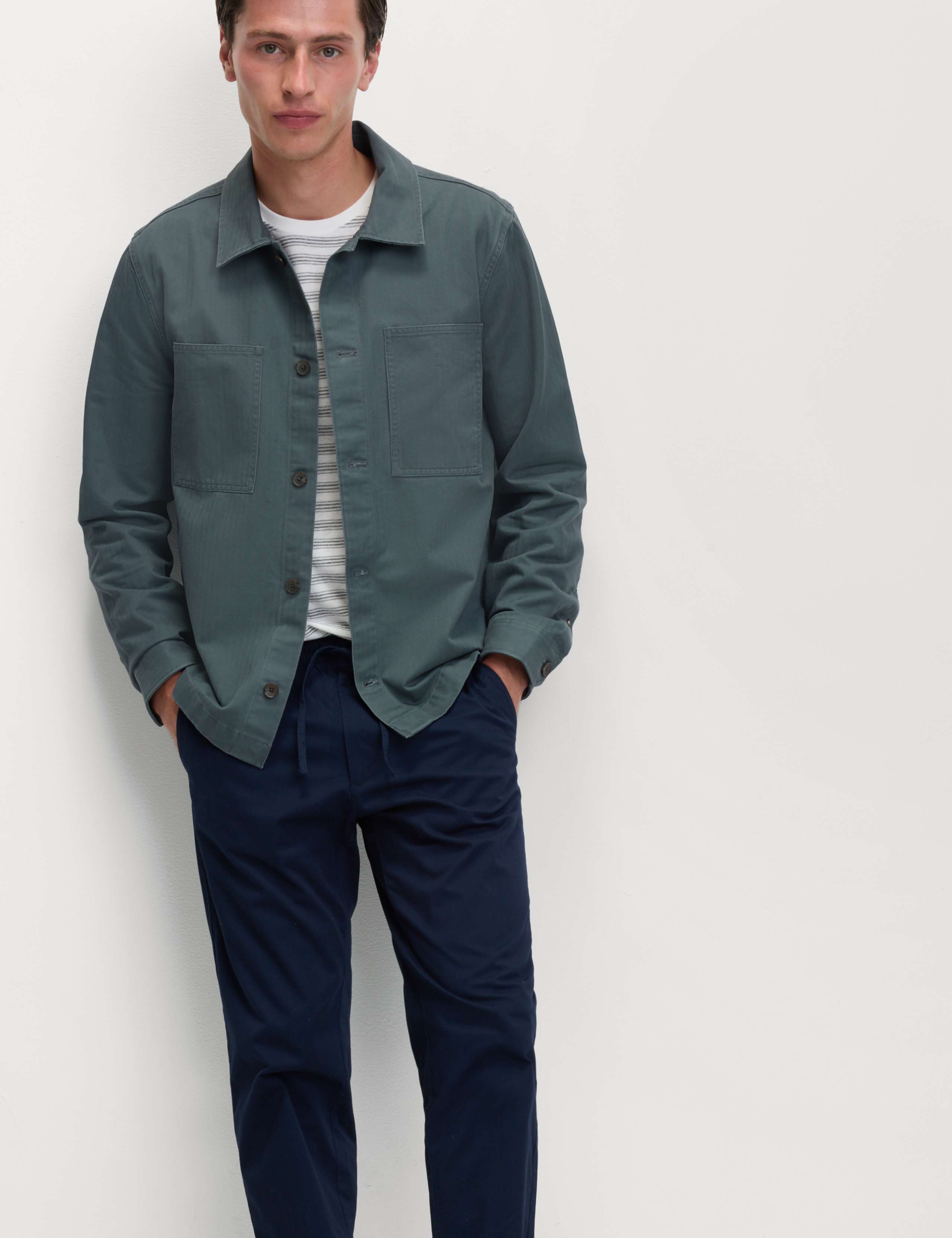 Pure Cotton Herringbone Overshirt​ 1 of 7