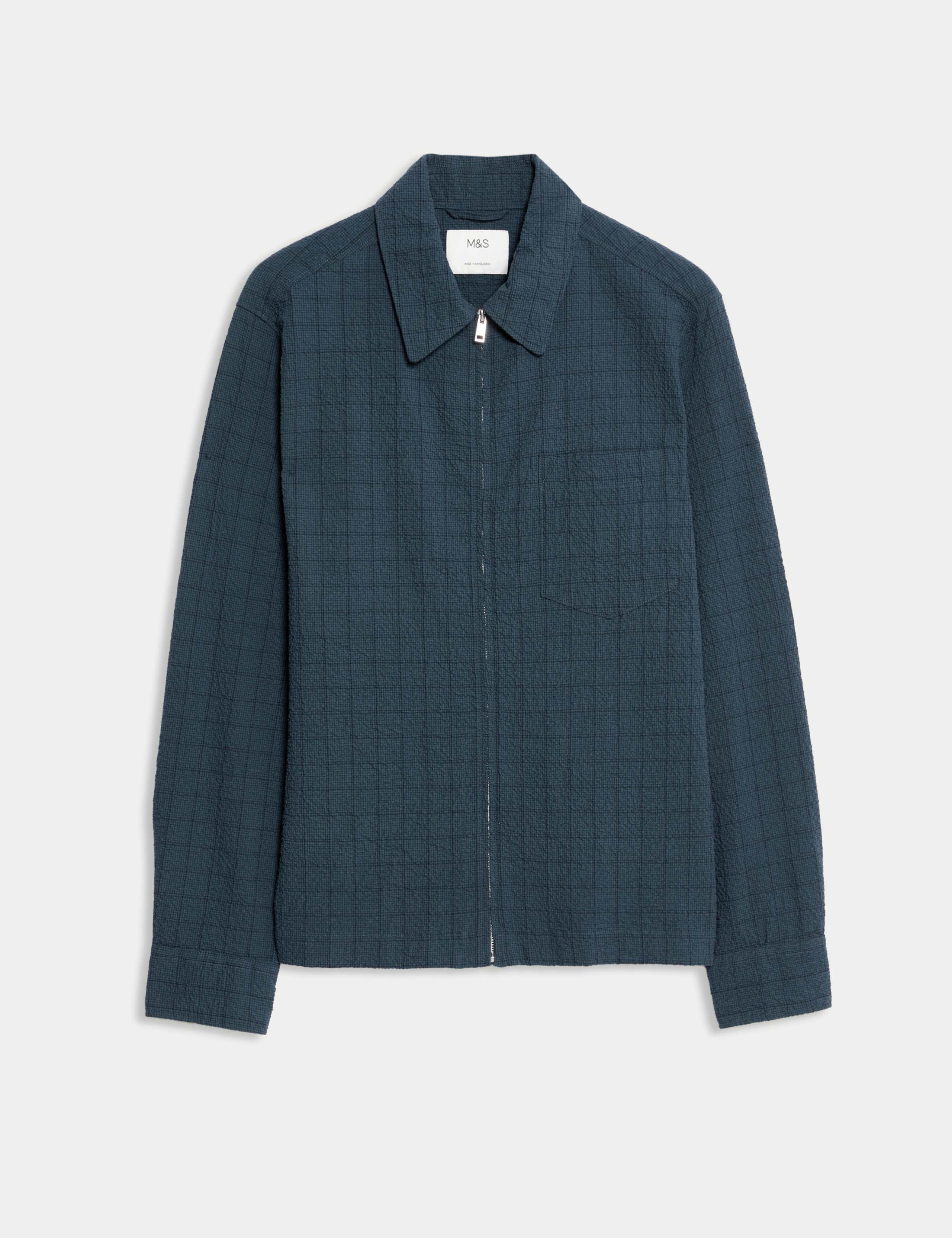 Cotton Rich Checked Poplin Overshirt 2 of 8