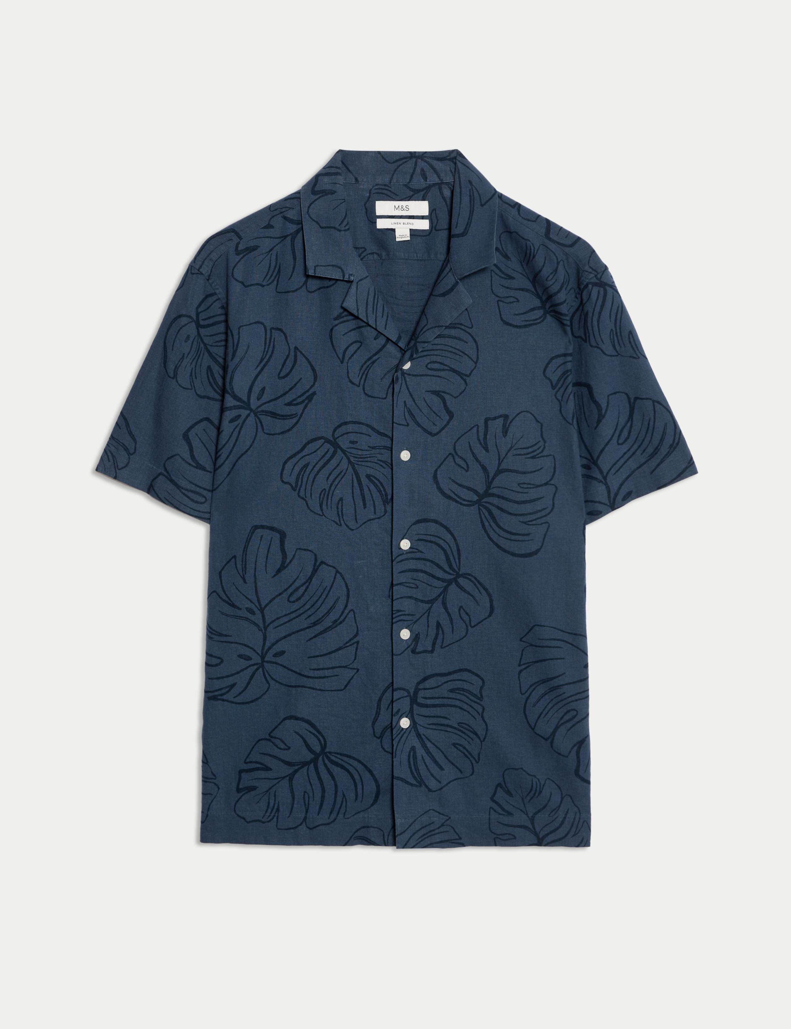 Regular Fit Linen Rich Short Sleeve Print Shirt 2 of 5