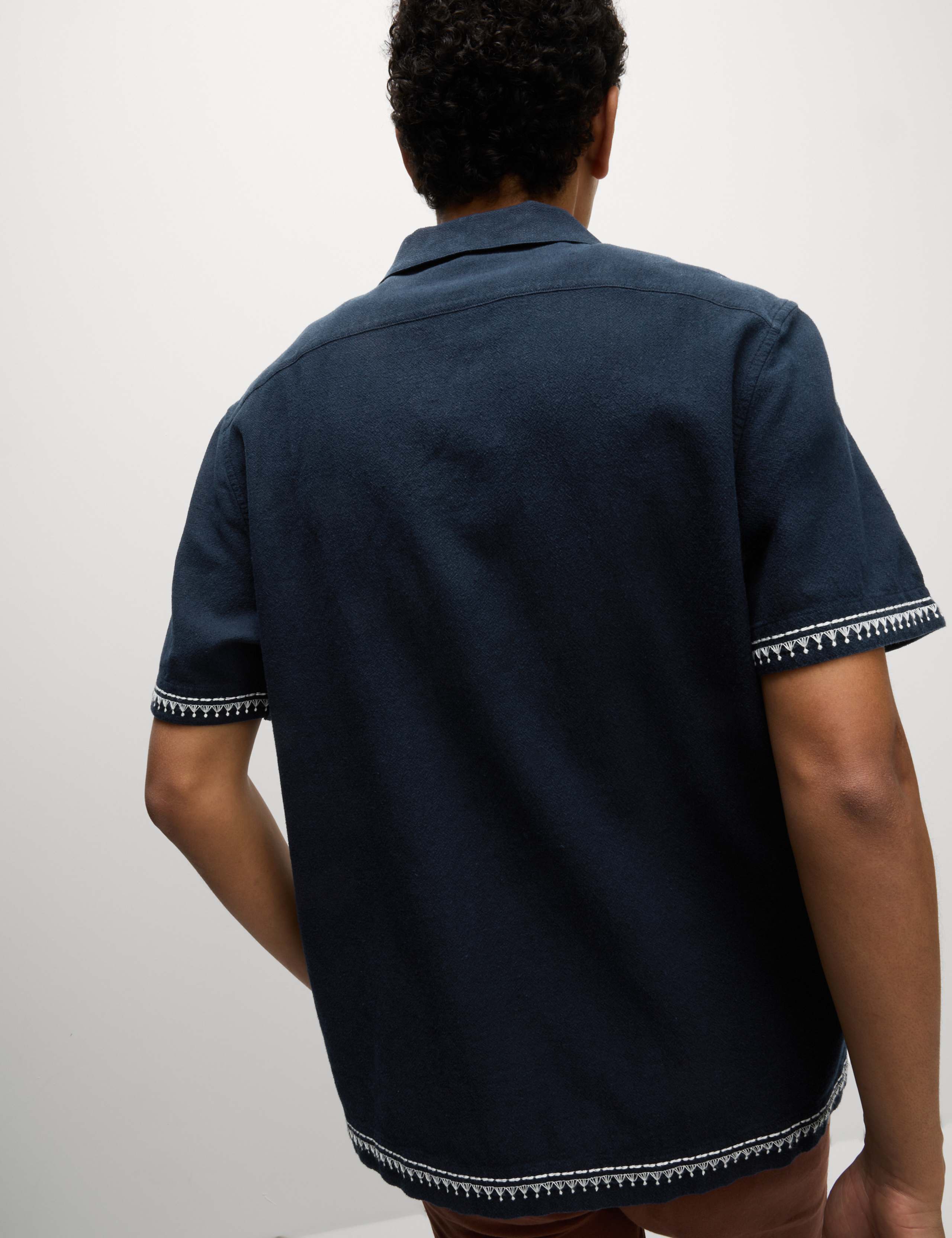 Cotton Linen Blend Short Sleeve Embroidered Shirt 5 of 6