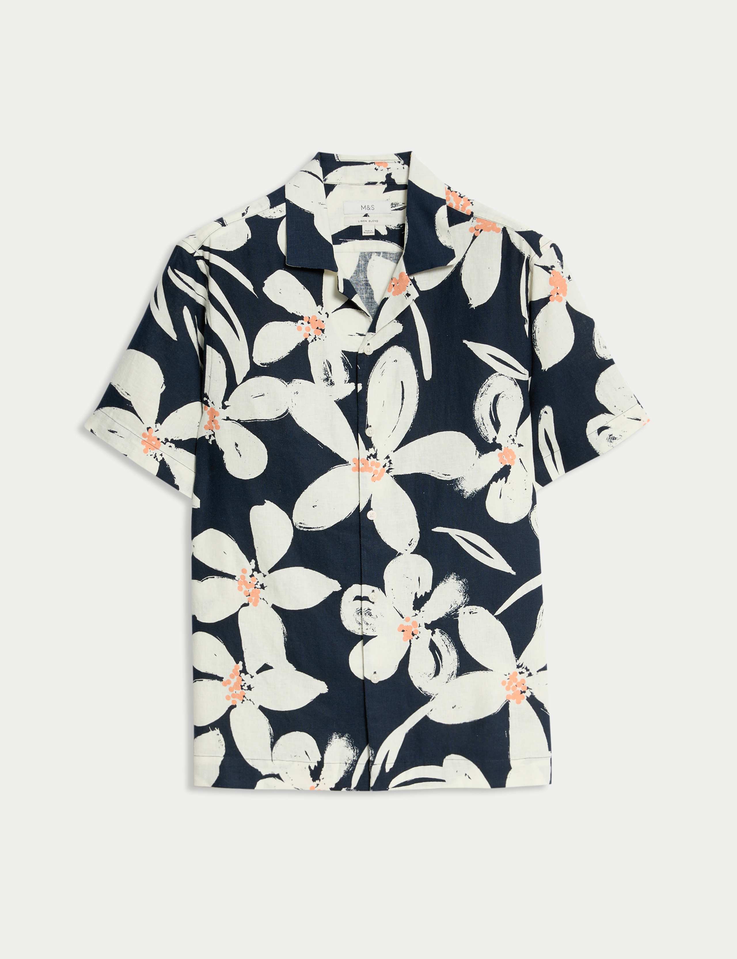 Regular Fit Linen Rich Hawaiian Shirt 2 of 5