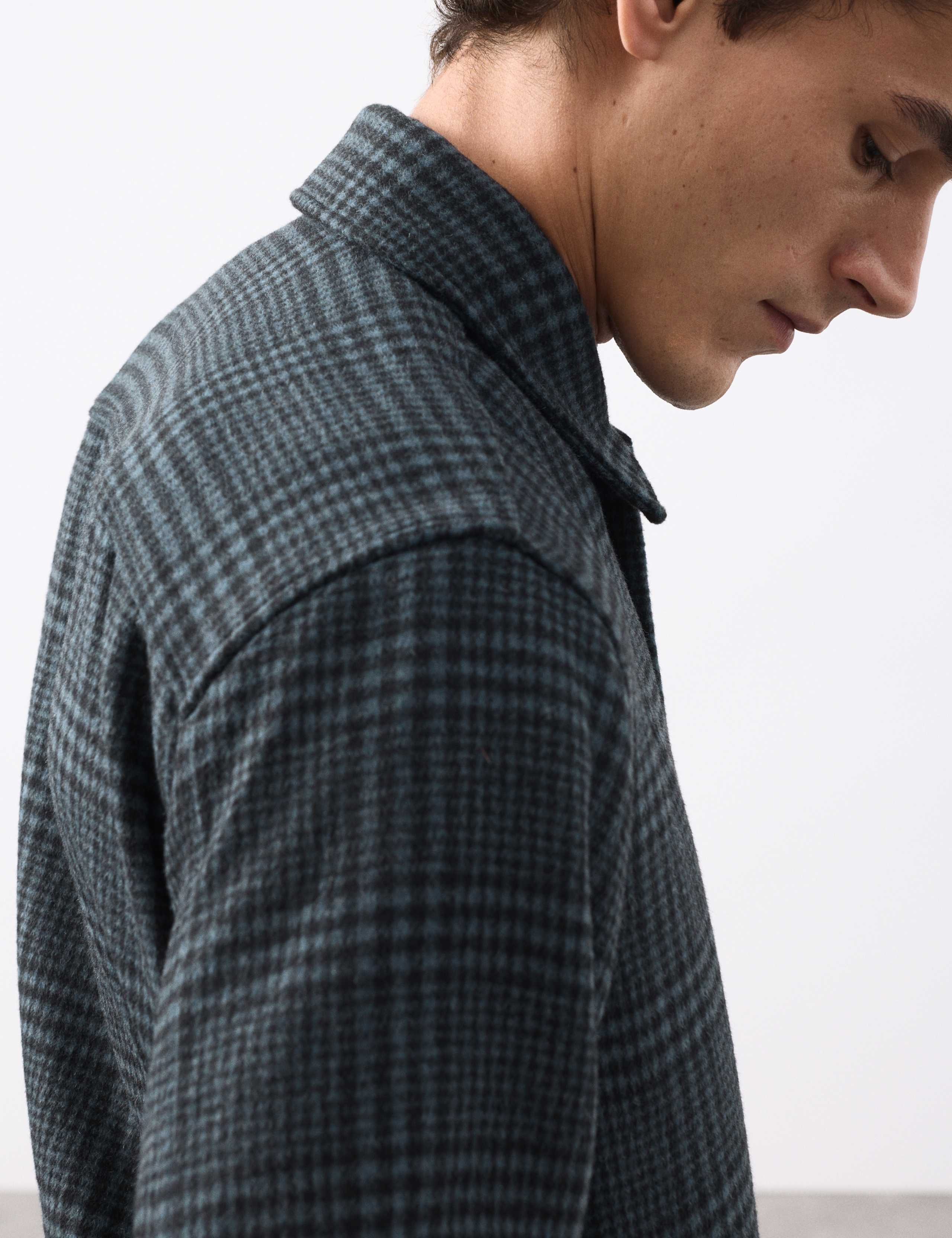 Wool Blend Checked Overshirt 3 of 7