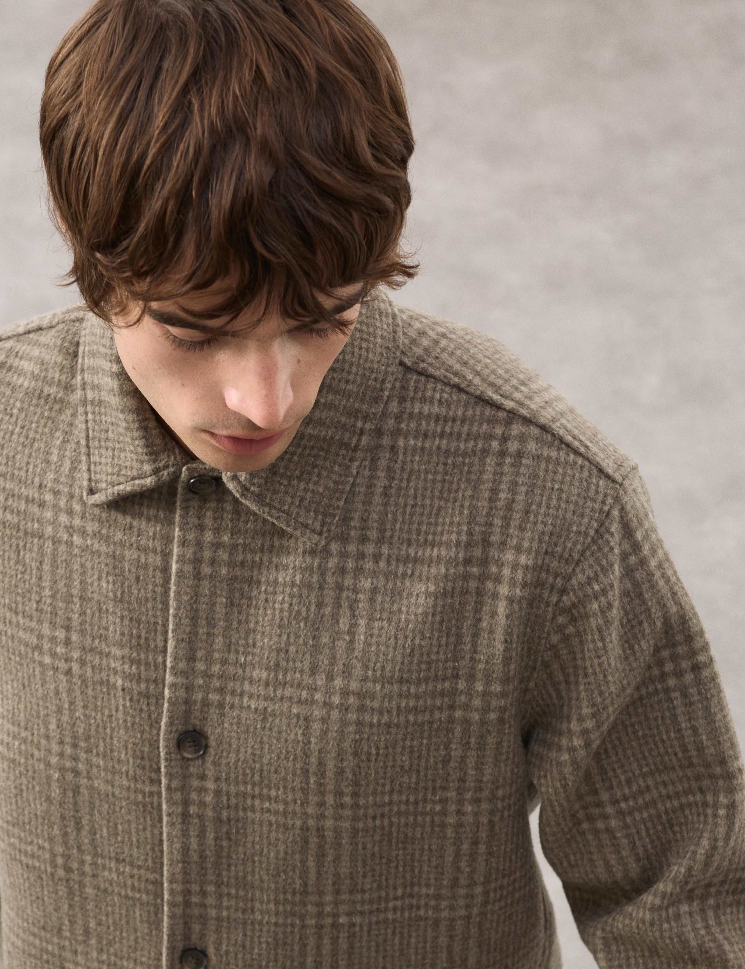 Wool Blend Checked Overshirt 3 of 7