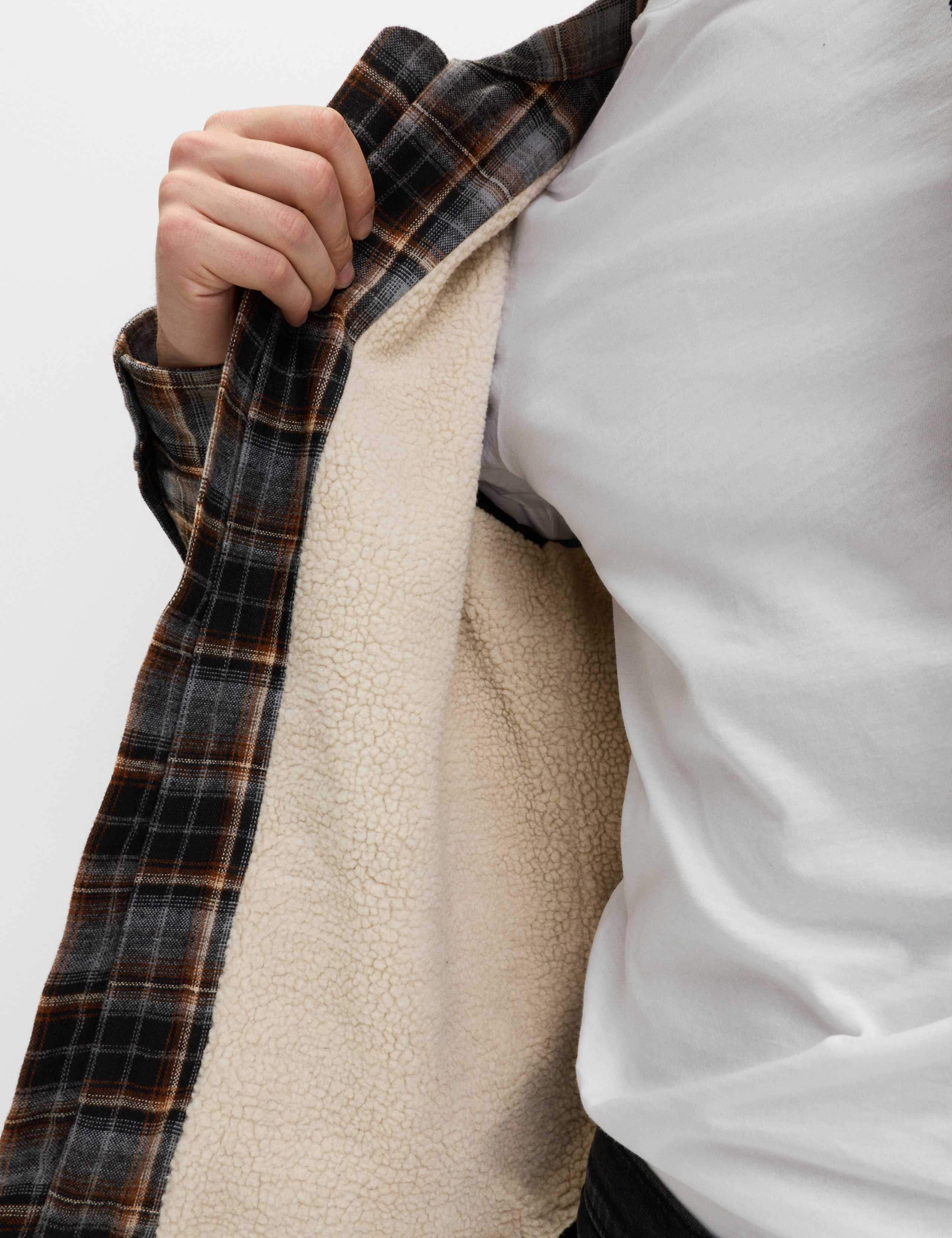 Regular Fit Checked Fleece Lined Overshirt 5 of 5