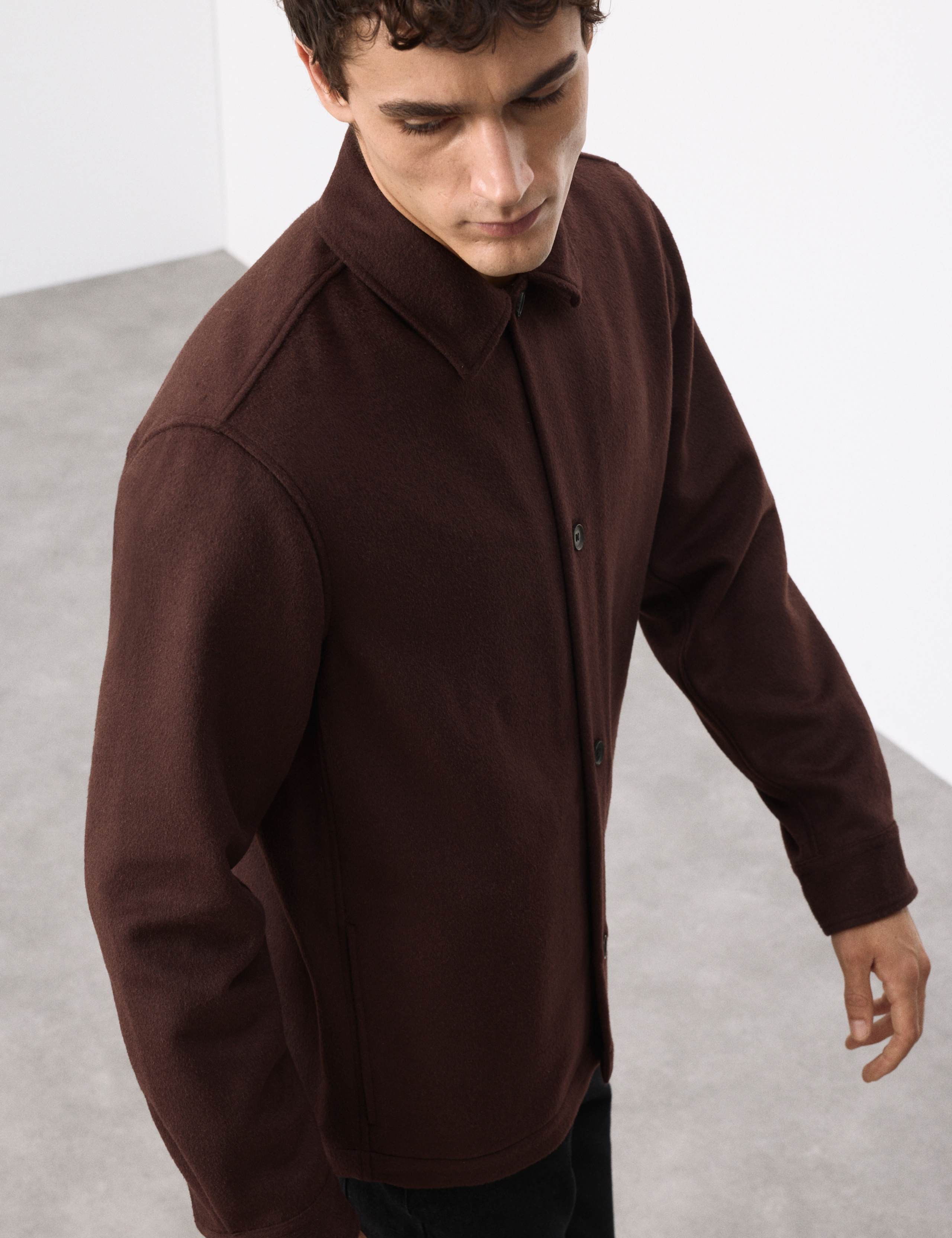 Regular Fit Wool Blend Overshirt 3 of 7