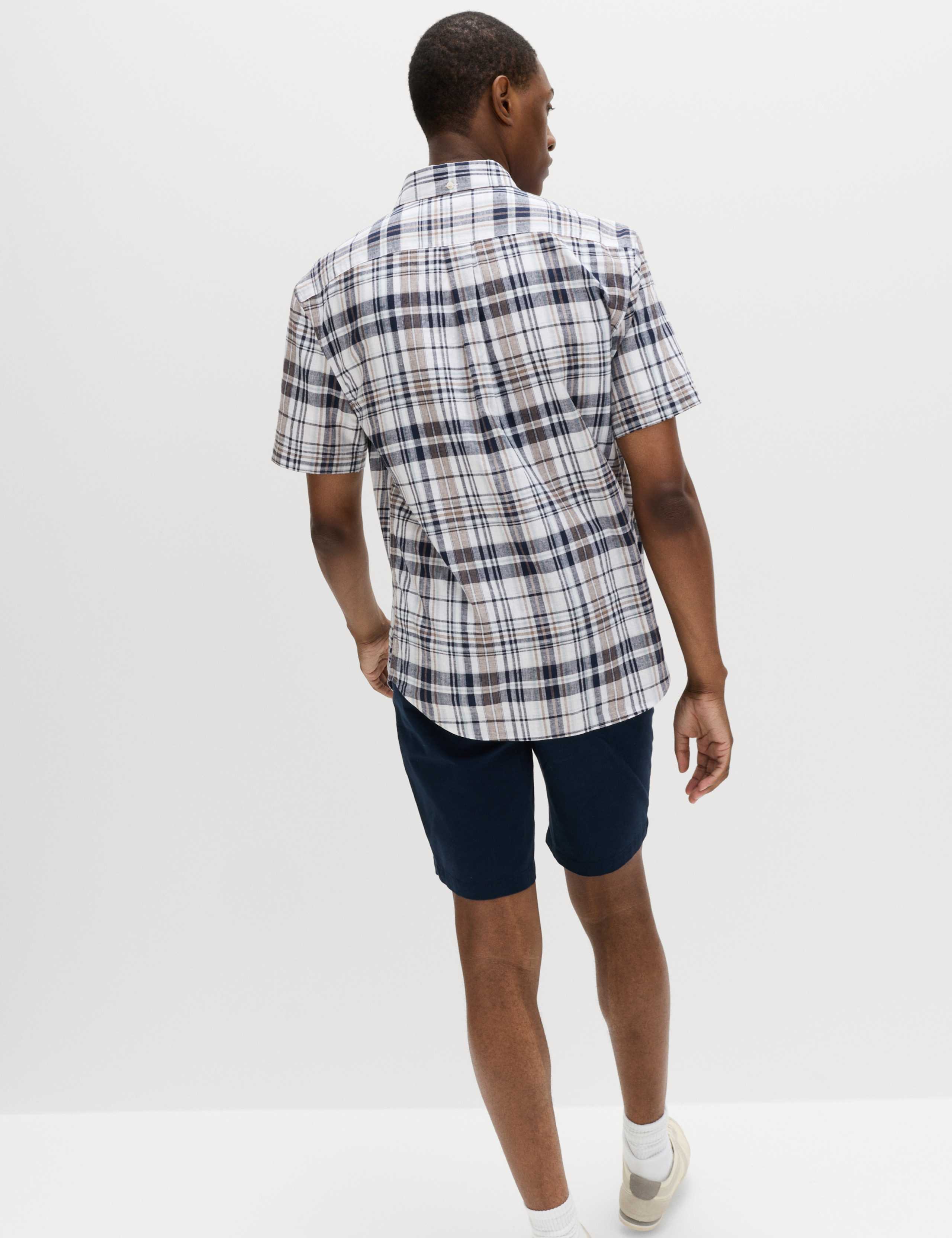 Cotton Linen Blend Check Short Sleeve Shirt 6 of 6
