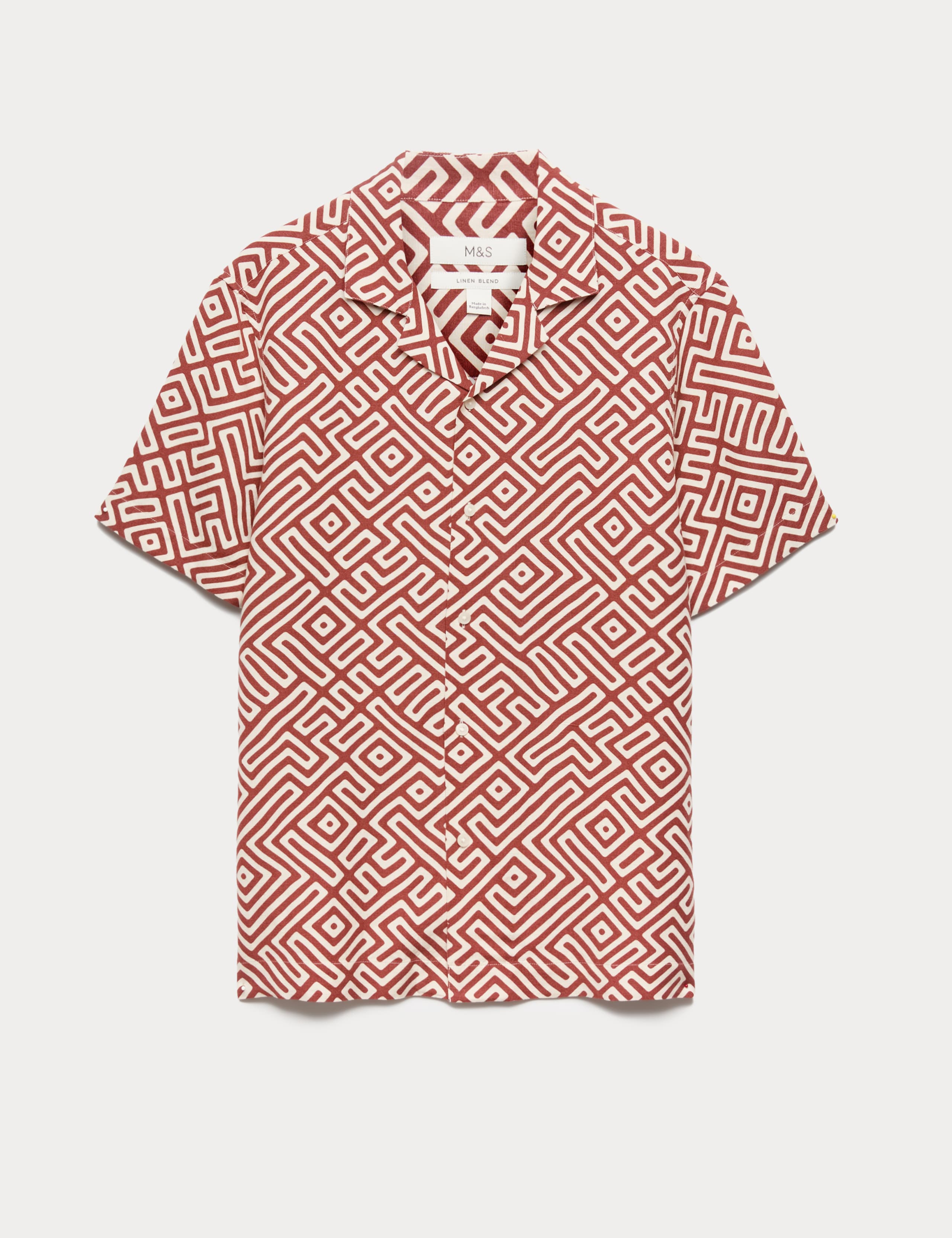 Easy Iron Linen Blend Geometric Short Sleeve Shirt 2 of 5