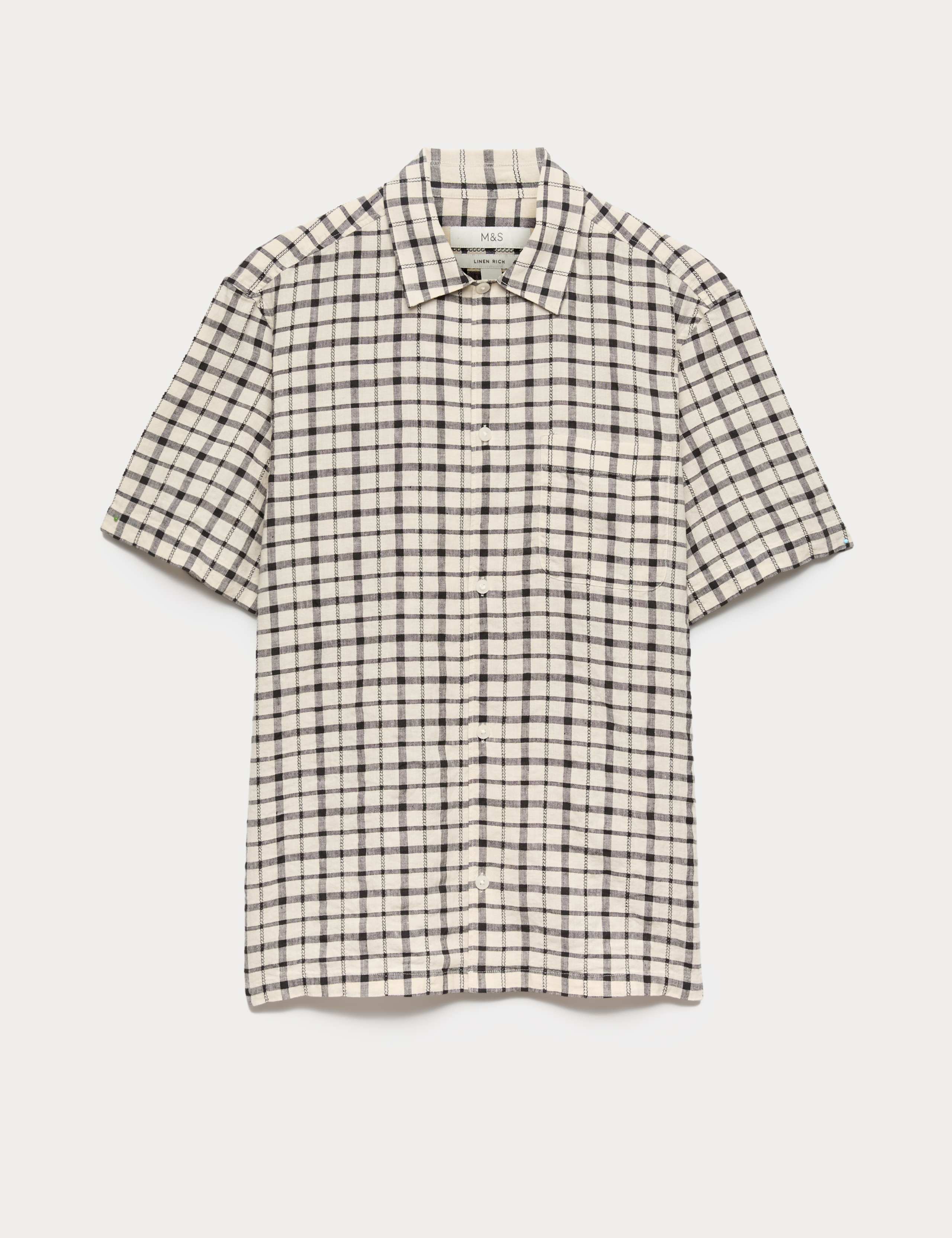 Linen Rich Check Short Sleeve Shirt 2 of 5