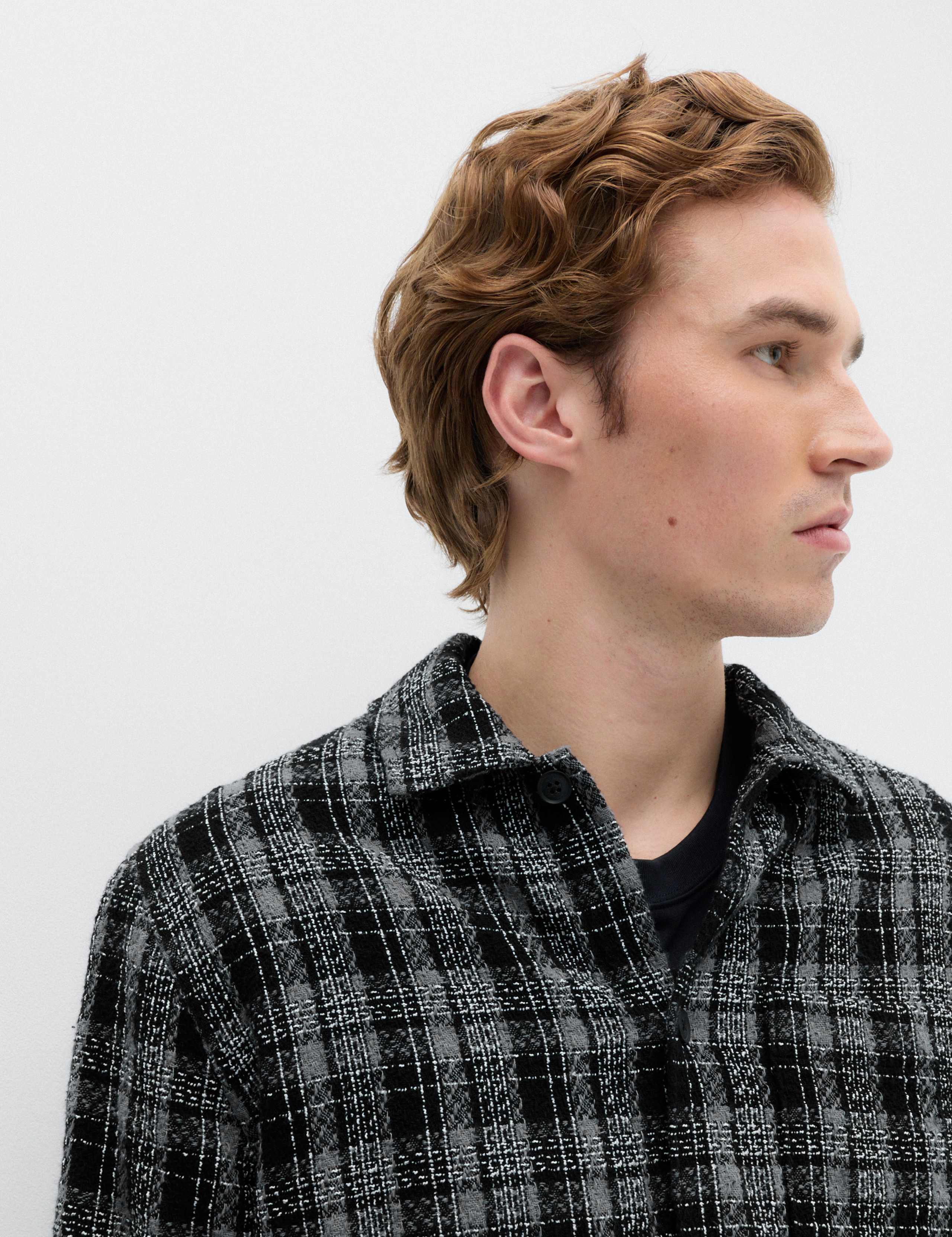 Regular Fit Cotton Rich Textured Checked Overshirt 3 of 7