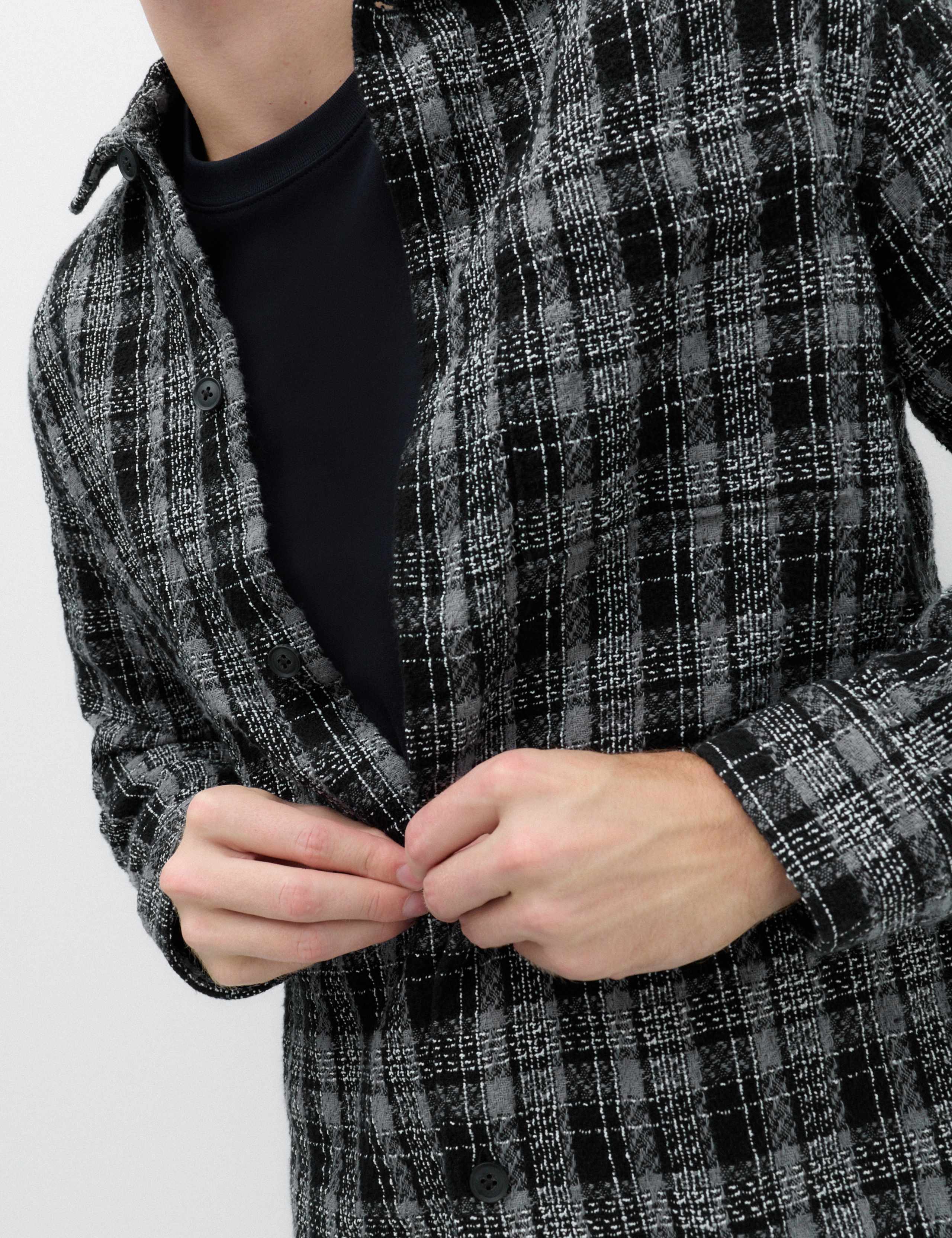 Regular Fit Cotton Rich Textured Checked Overshirt 4 of 7