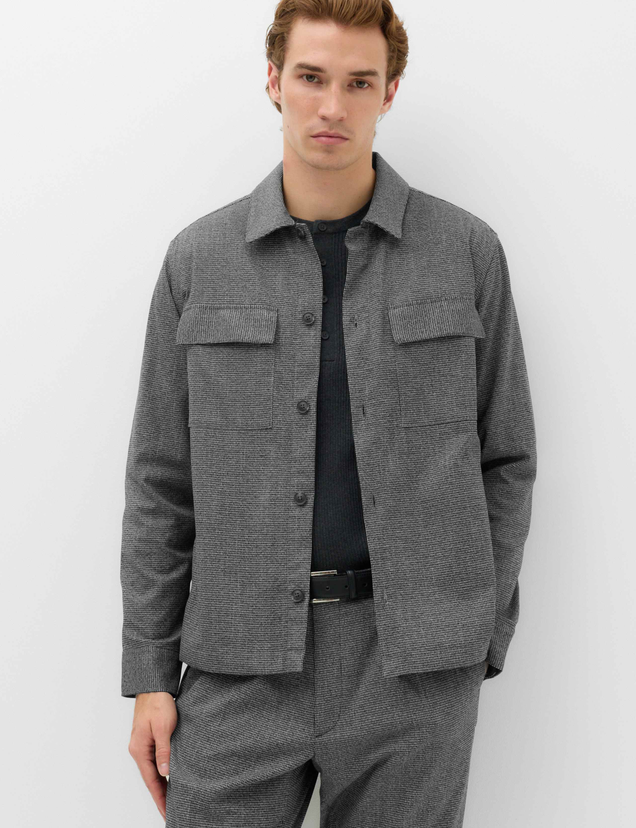 Cotton Rich Puppytooth Overshirt 1 of 5