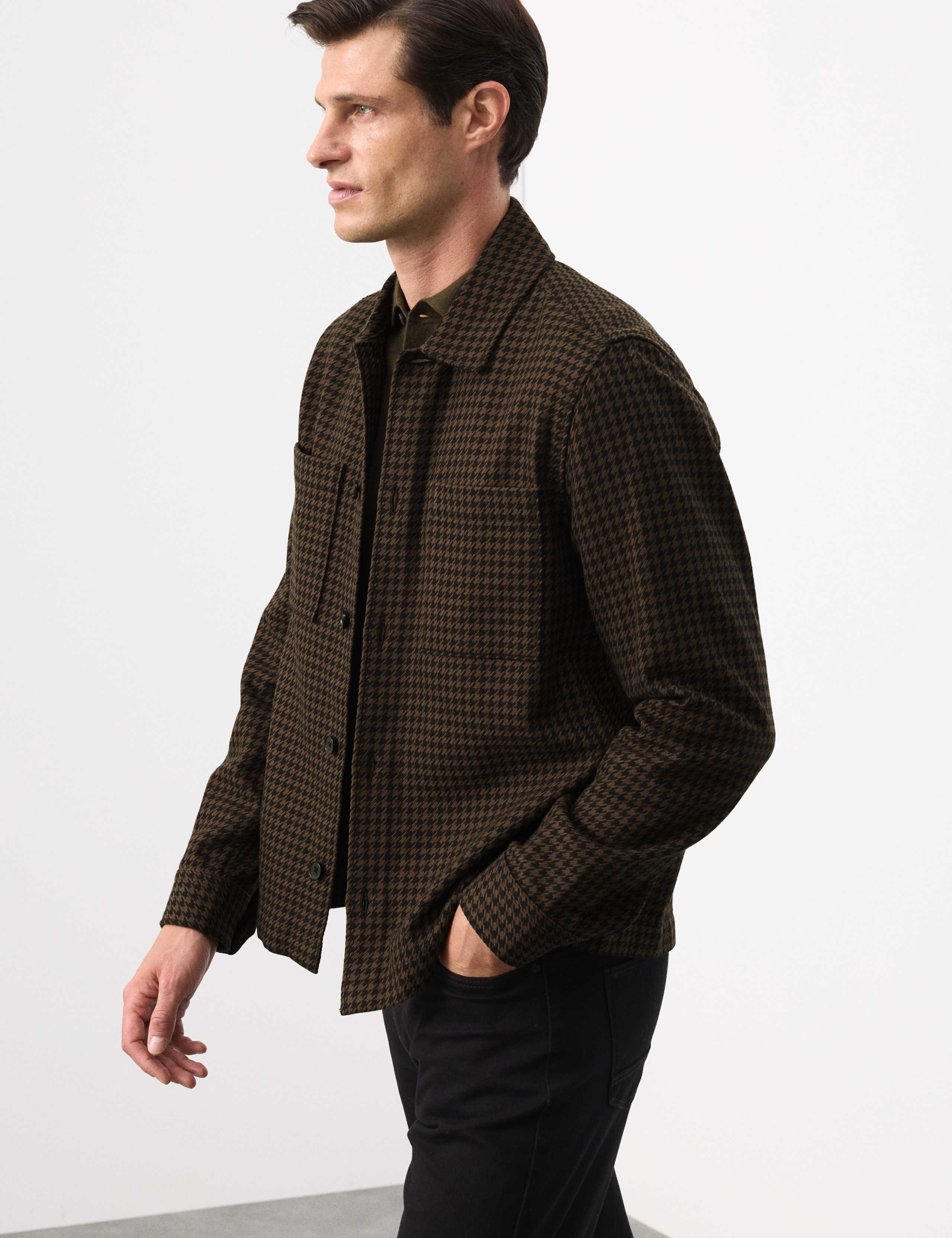 Pure Cotton Puppytooth Overshirt 1 of 6