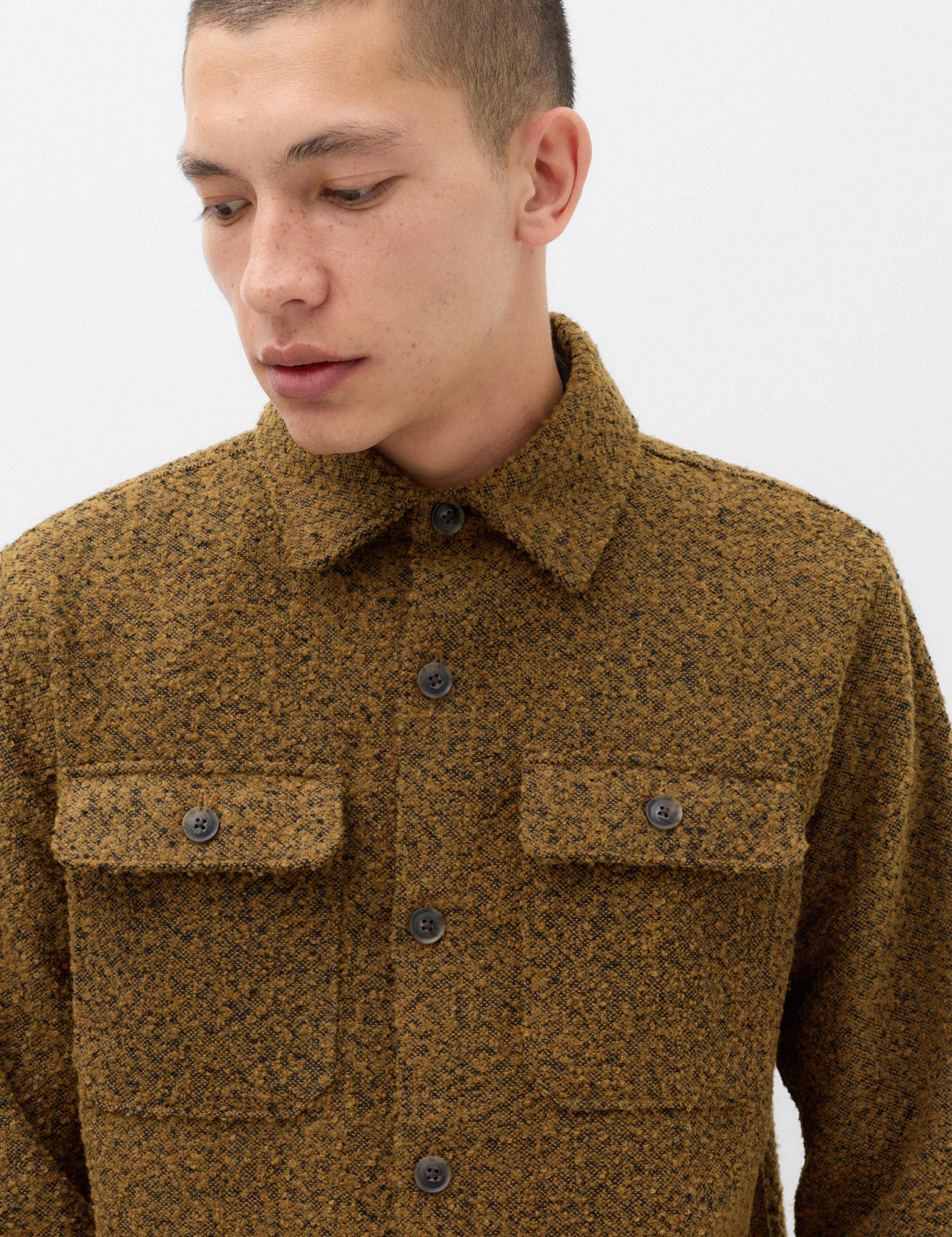 Regular Fit Boucle Textured Overshirt 3 of 6