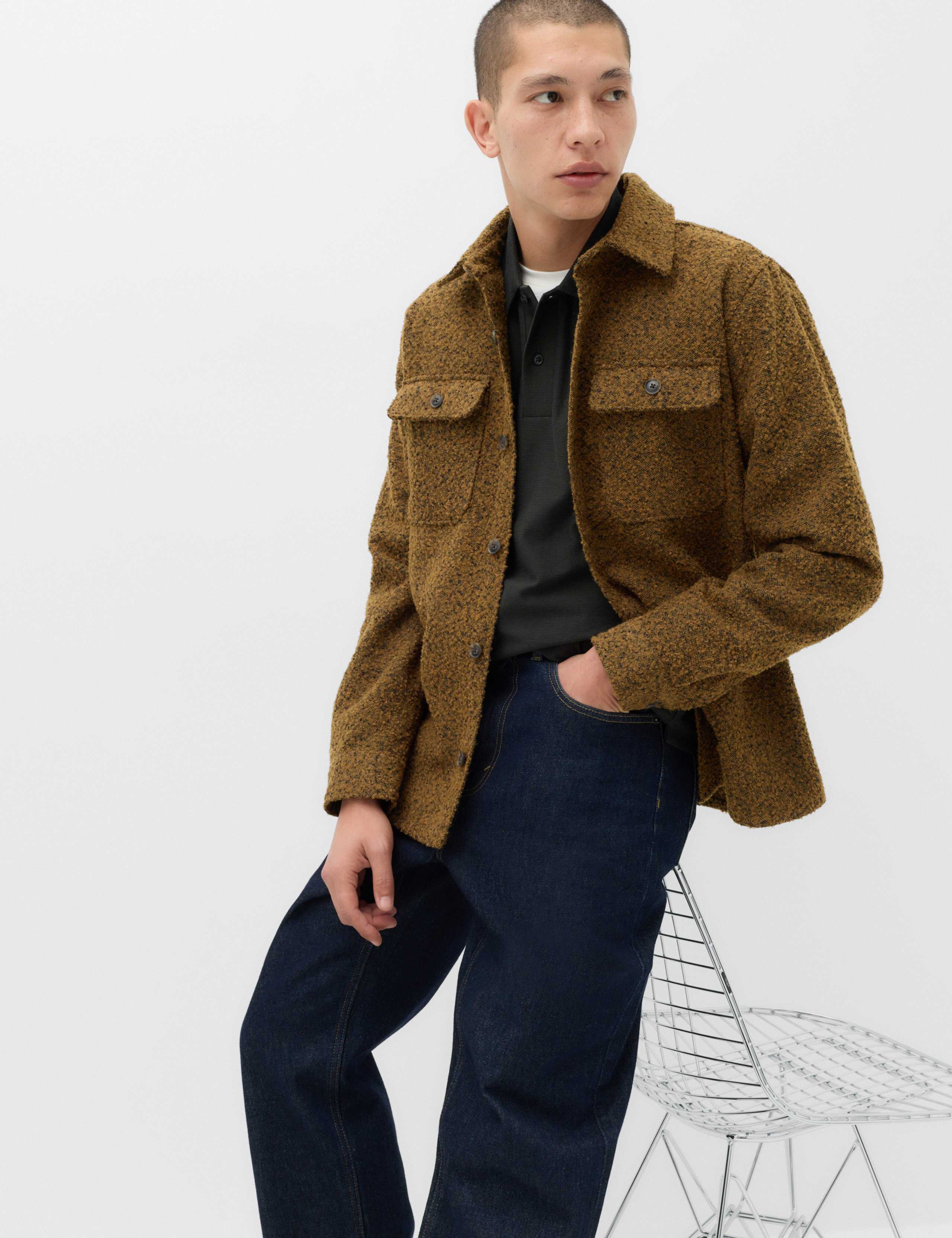 Regular Fit Boucle Textured Overshirt 6 of 6