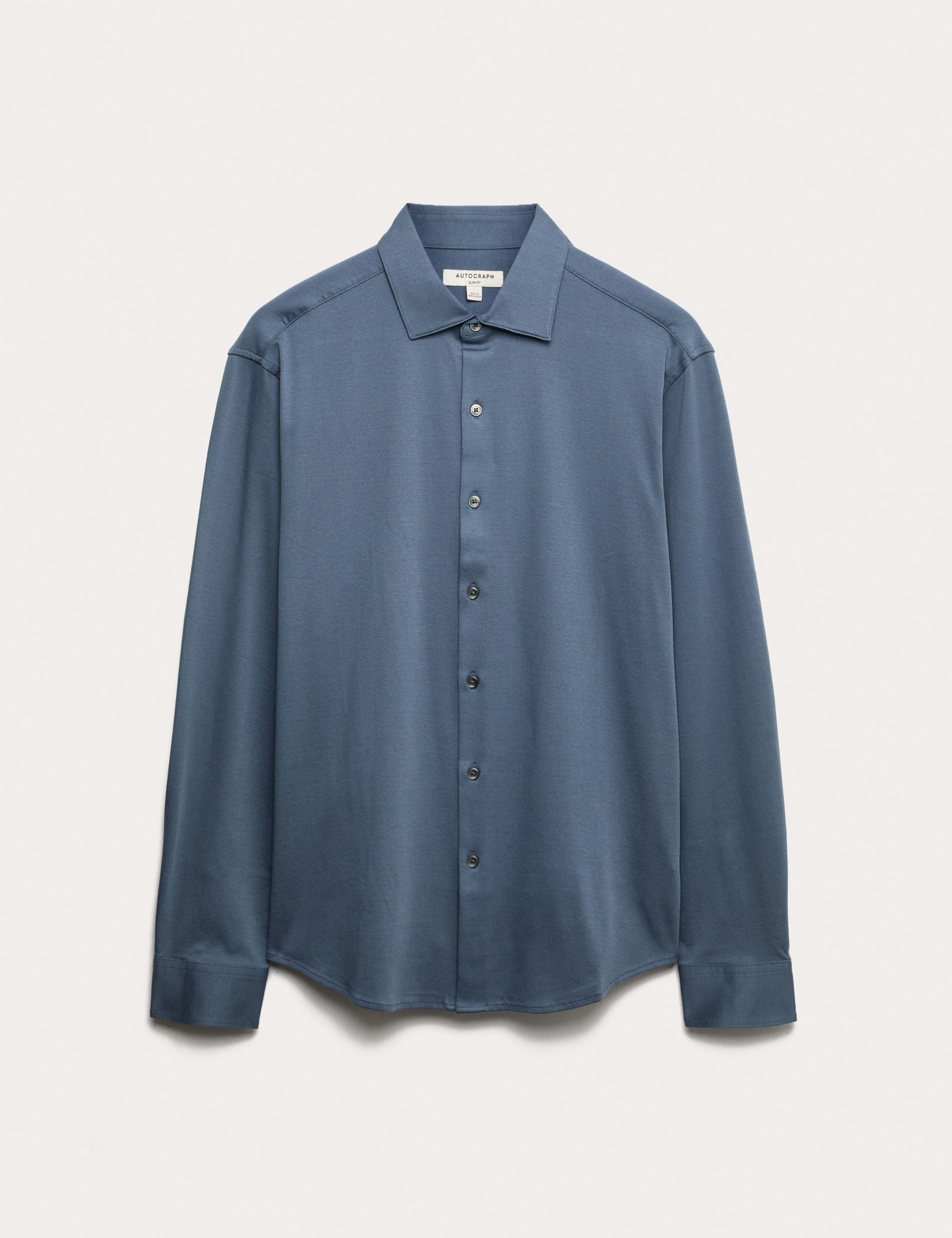 Slim Fit Easy Iron Pure Cotton Jersey Shirt 2 of 6