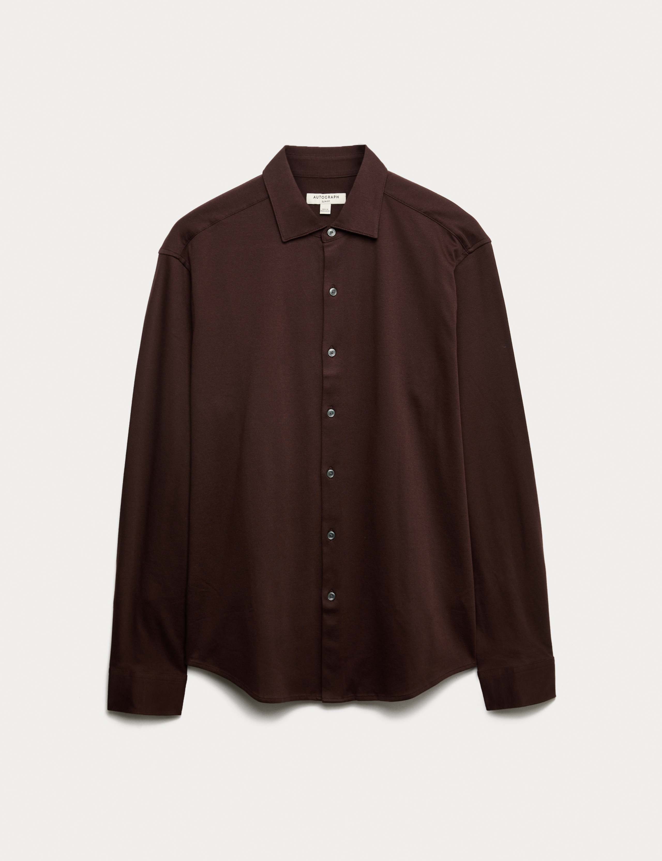 Slim Fit Easy Iron Pure Cotton Jersey Shirt 2 of 6