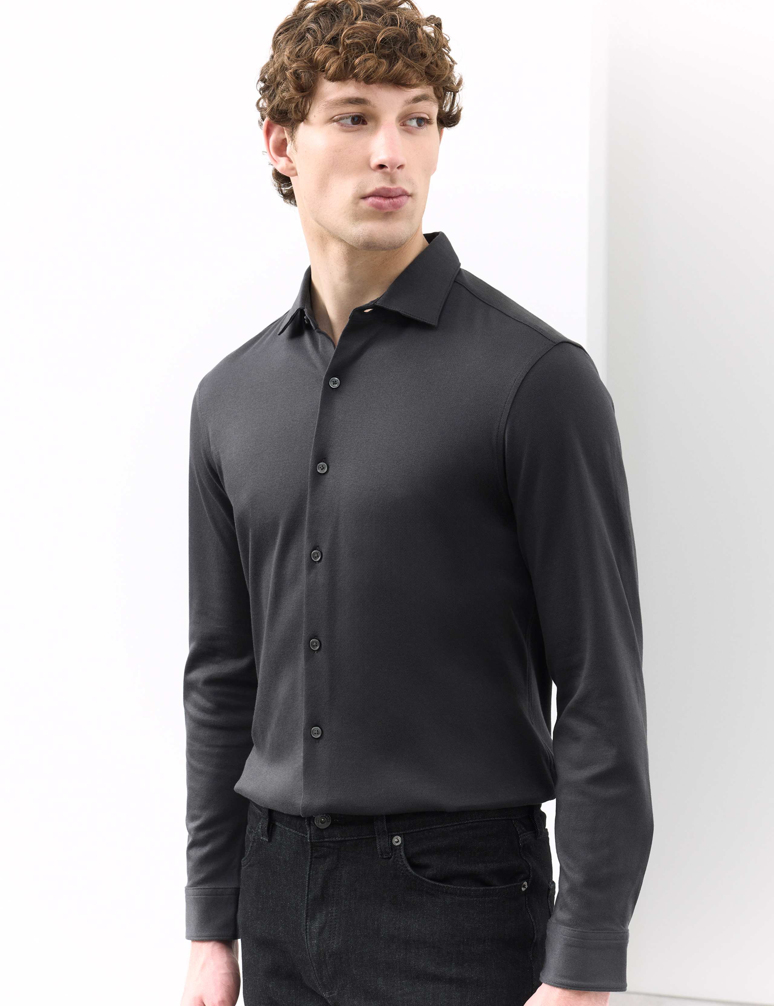 Slim Fit Easy Iron Pure Cotton Jersey Shirt 4 of 6