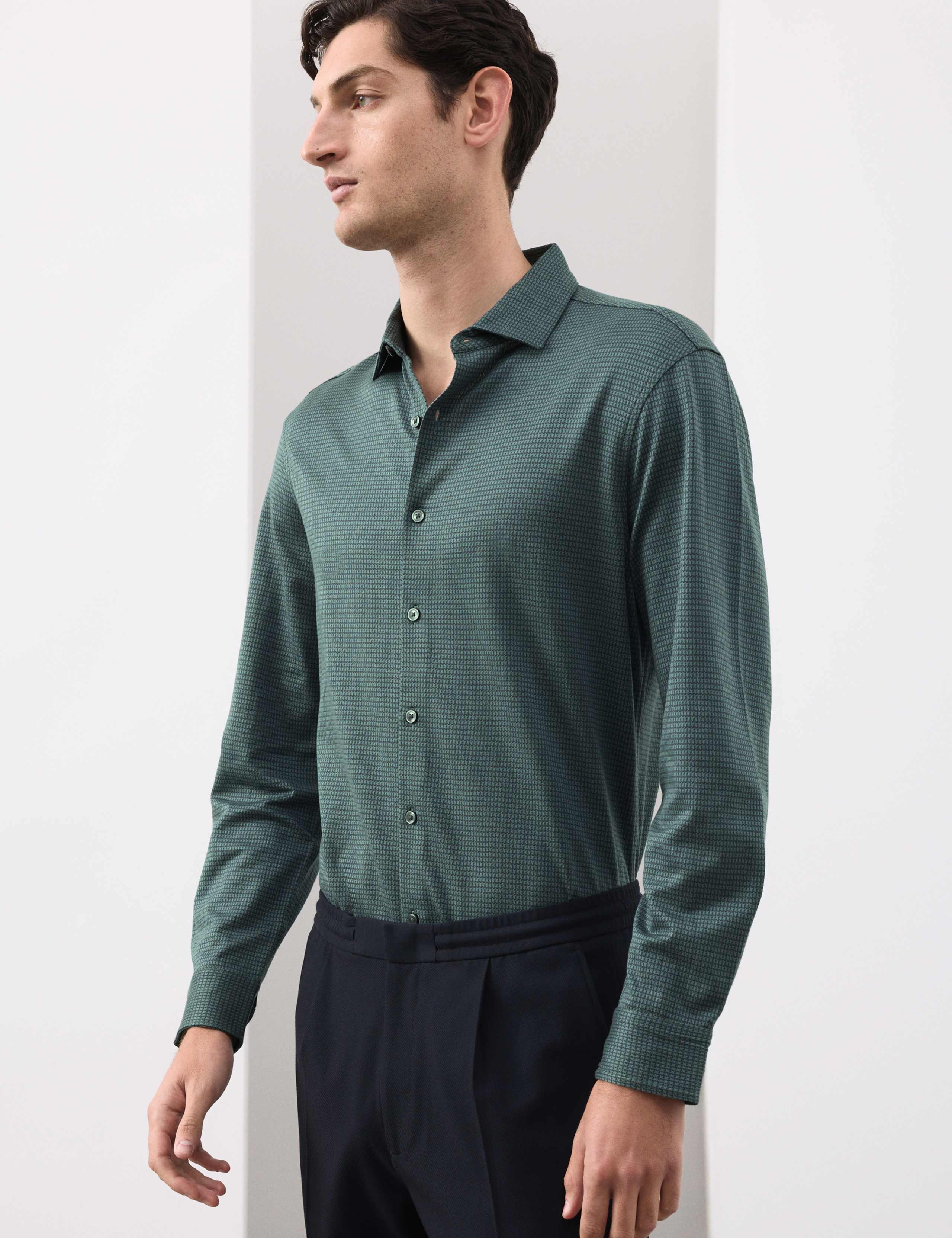 Slim Fit Easy Iron Pure Cotton Jersey Shirt 7 of 7