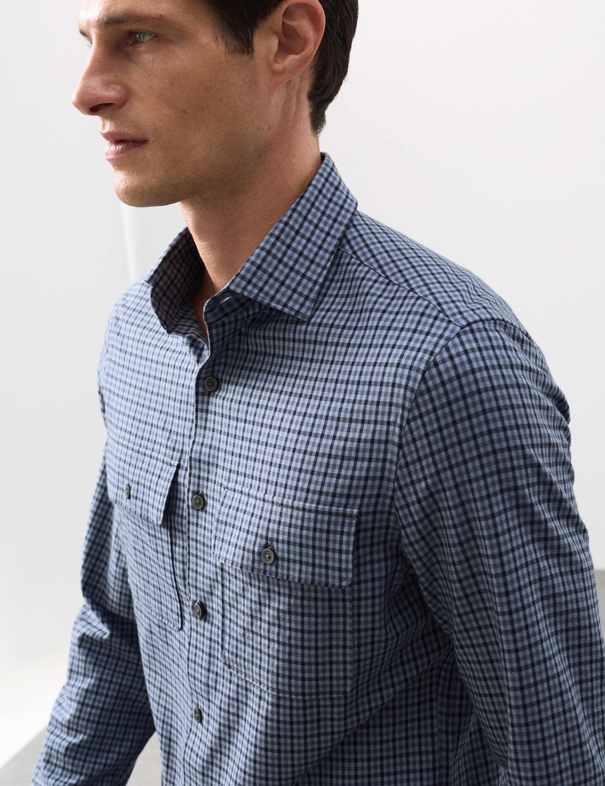 Easy Iron Cotton Rich Check Shirt 6 of 6