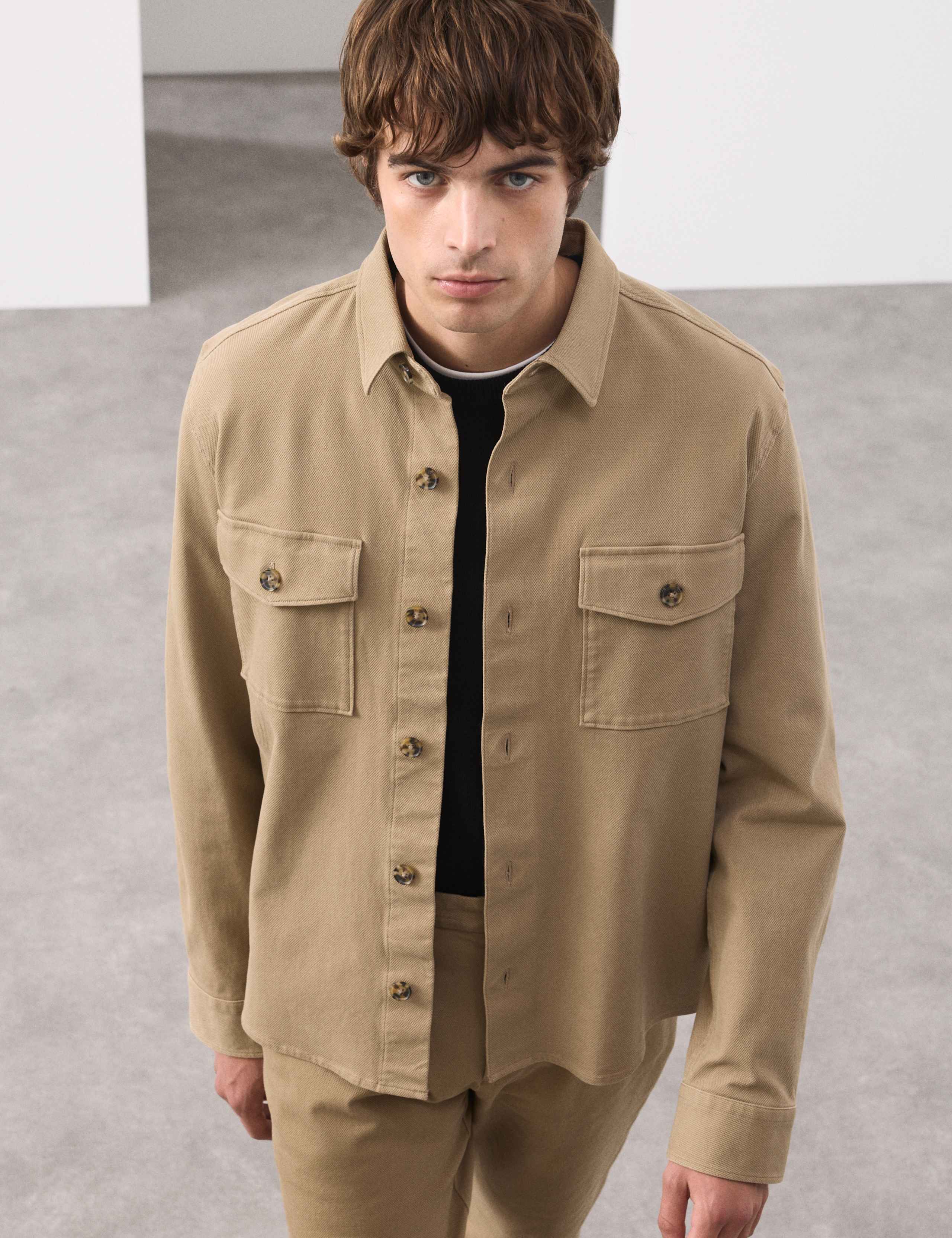 Regular Fit Cotton Rich Textured Shacket 1 of 6