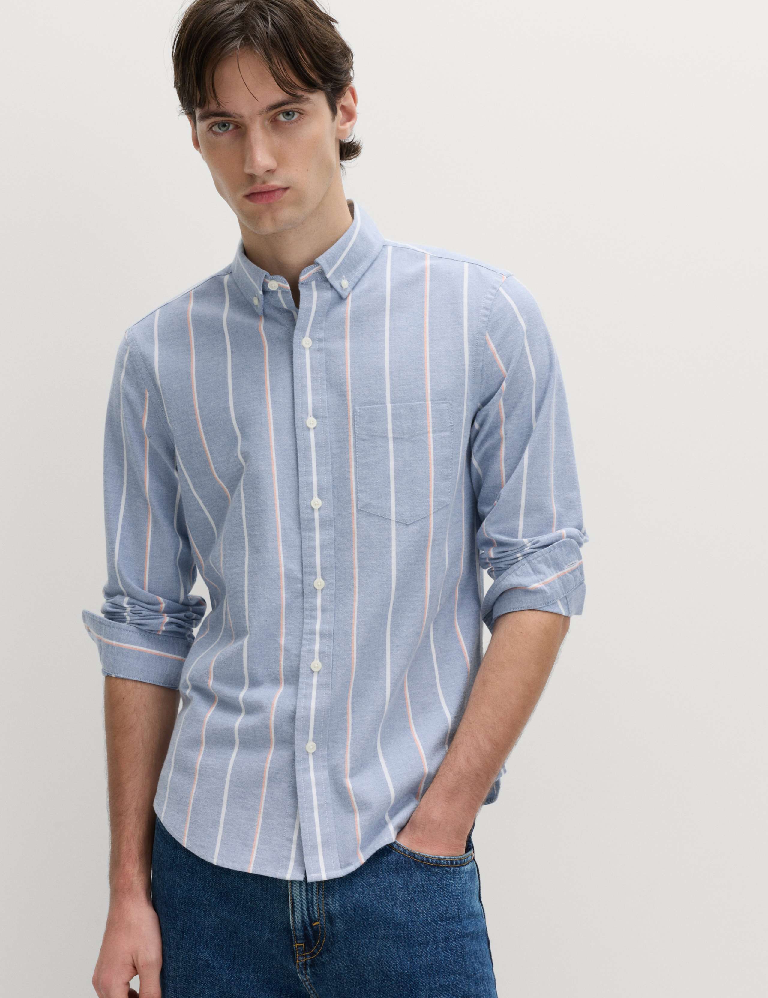 Cotton Rich Striped Oxford Shirt 3 of 6