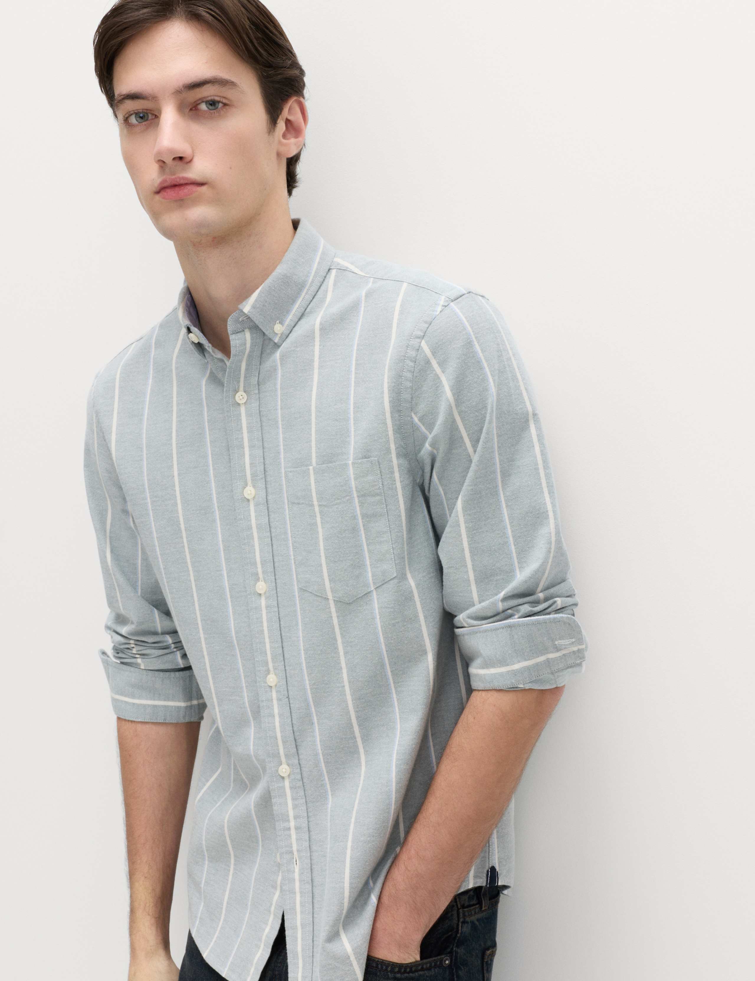Cotton Rich Striped Oxford Shirt 1 of 6