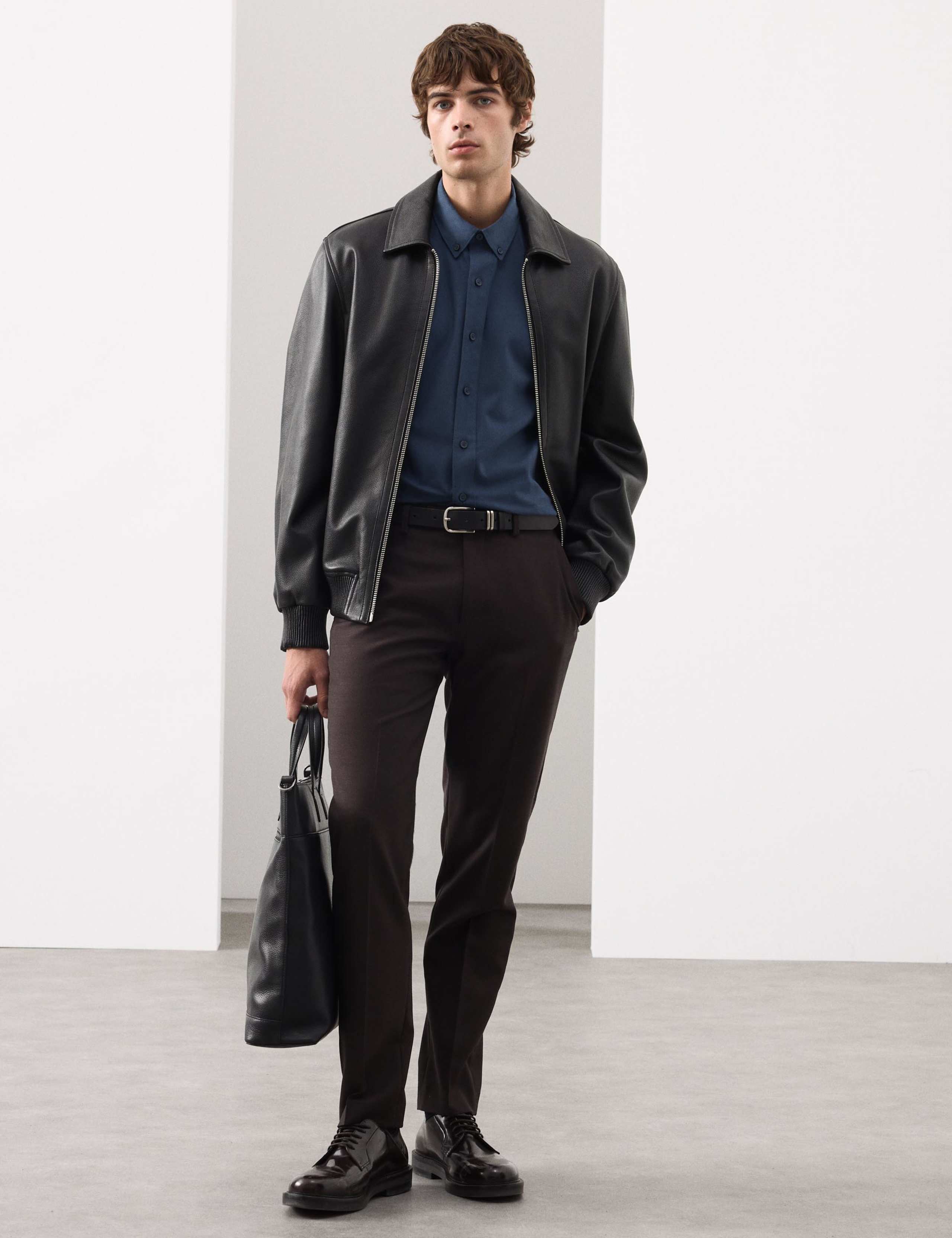 Slim Fit Cotton Rich Flannel Shirt with Cashmere 3 of 7