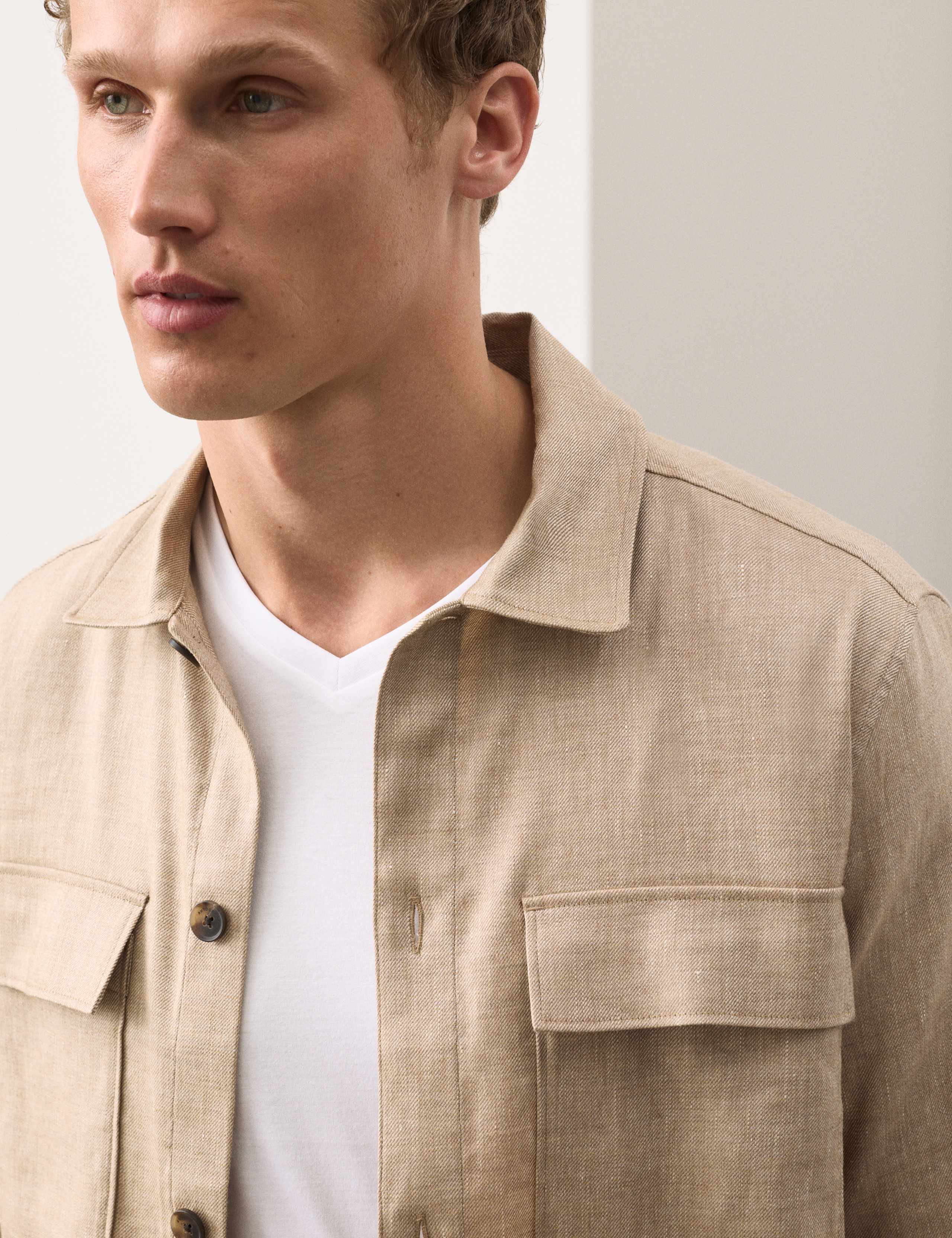 Linen Blend Twill Performance Overshirt 3 of 7