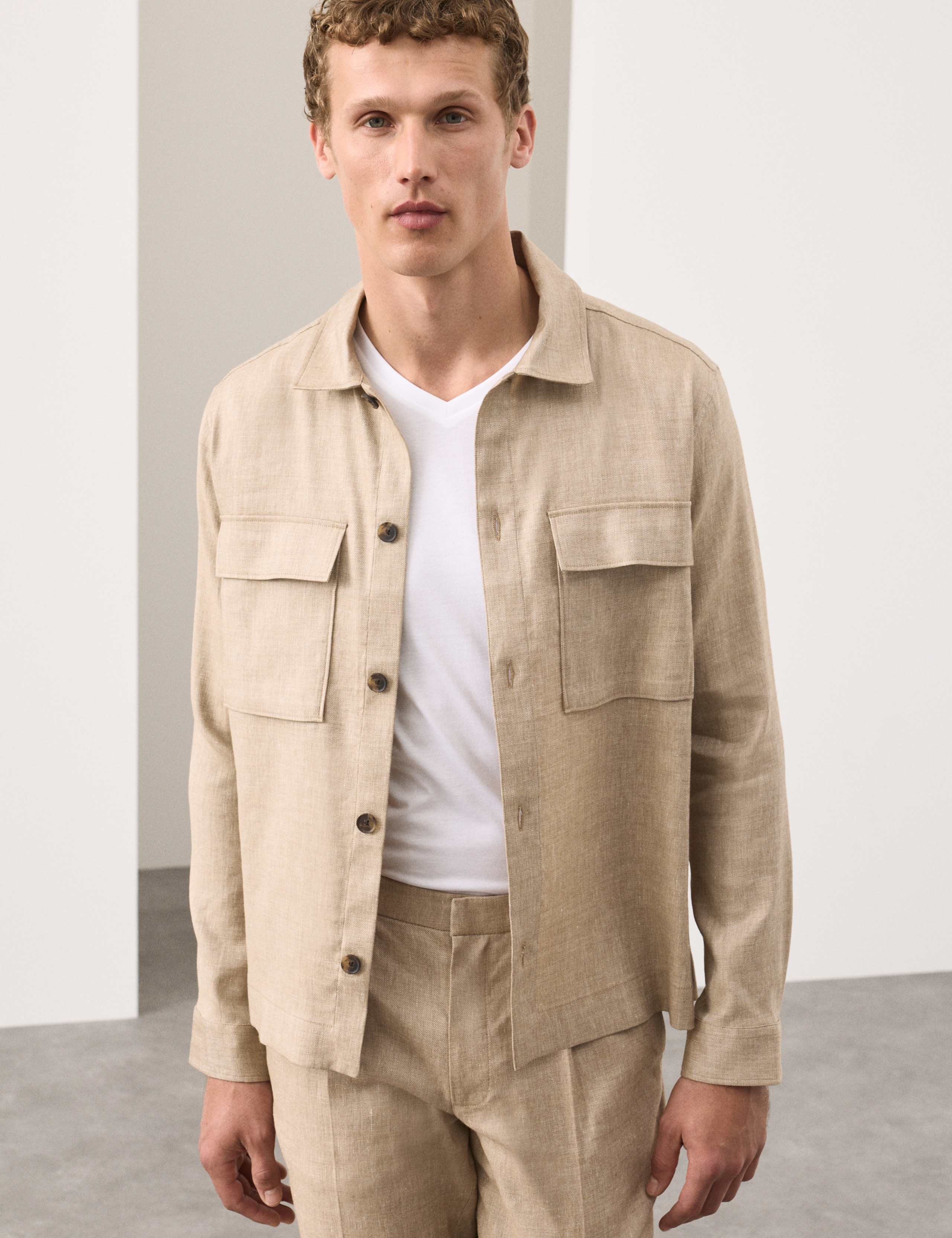 Linen Blend Twill Performance Overshirt 7 of 7