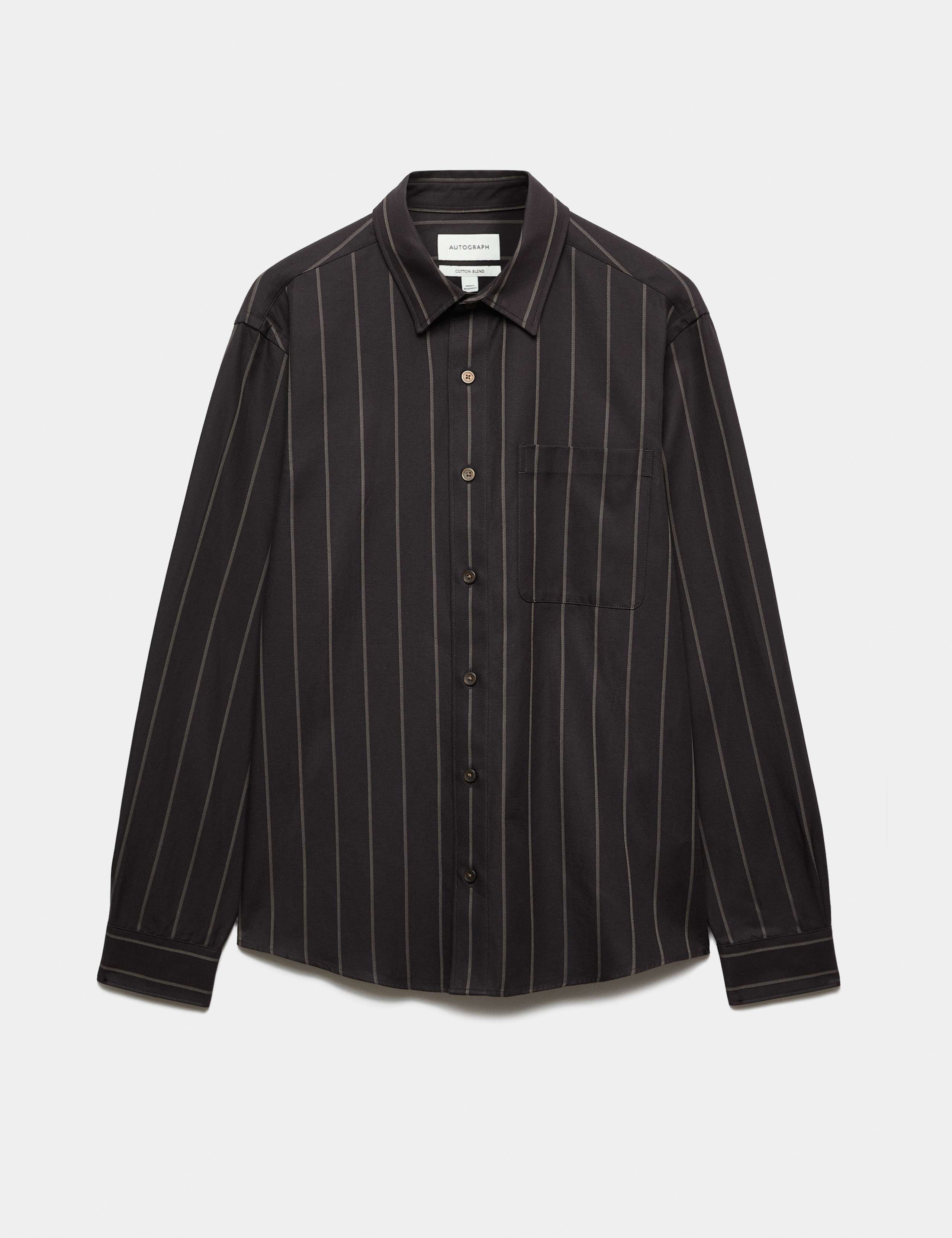 Twill Stripe Long Sleeve Overshirt 1 of 1