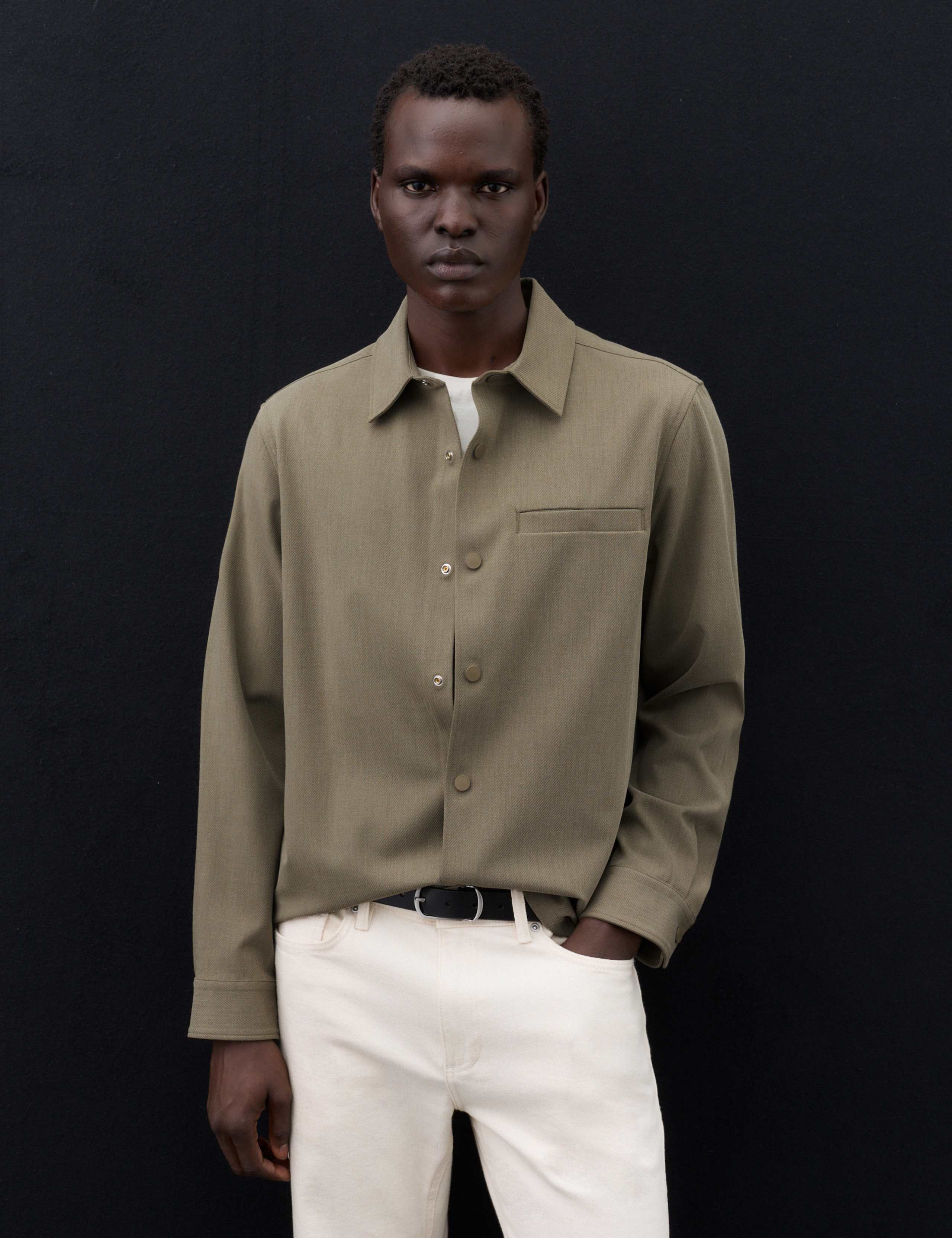 Regular Fit Stretch Twill Overshirt 1 of 7