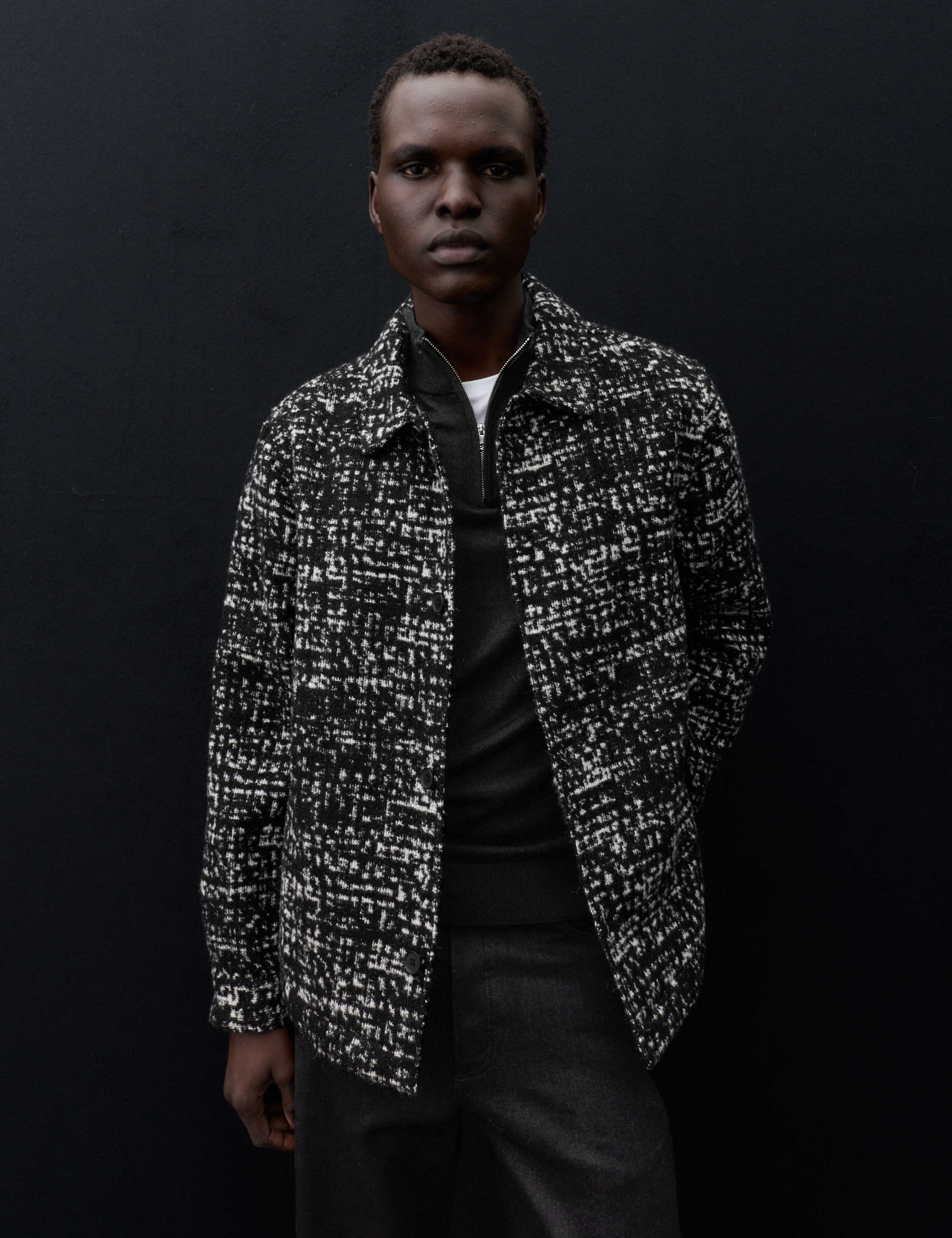 Regular Fit Wool Blend Textured Overshirt 1 of 2