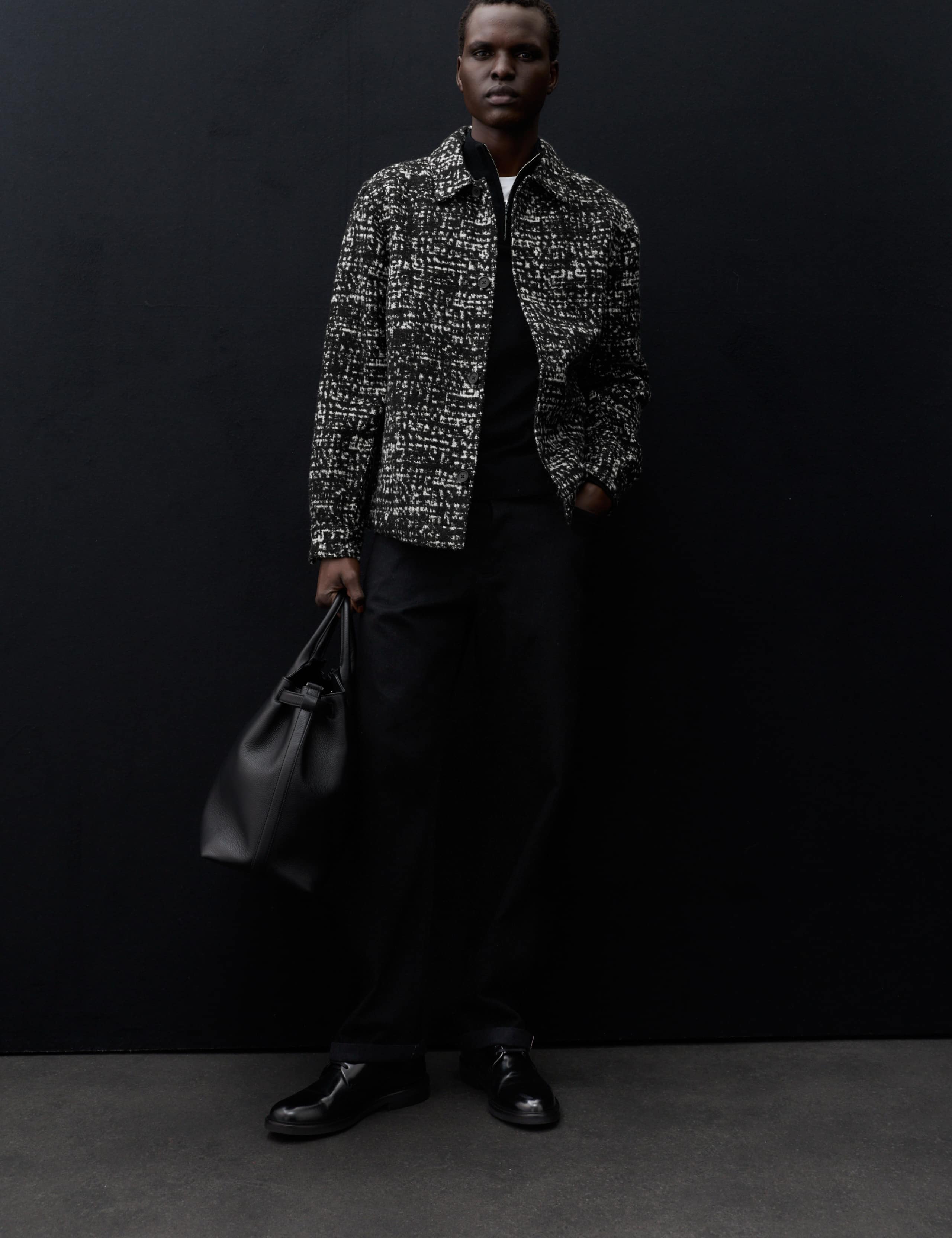 Regular Fit Wool Blend Textured Overshirt 3 of 7