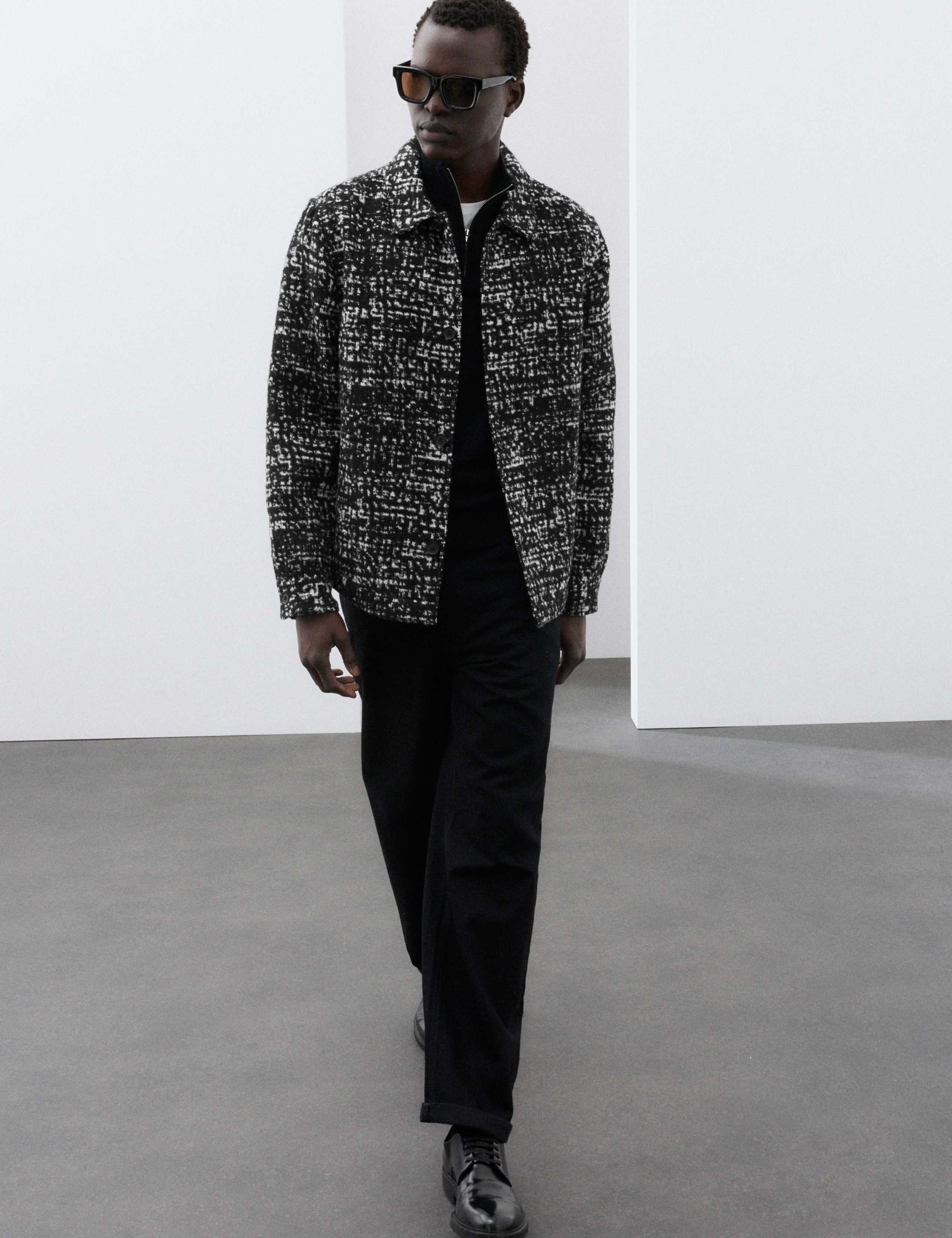 Regular Fit Wool Blend Textured Overshirt 4 of 7