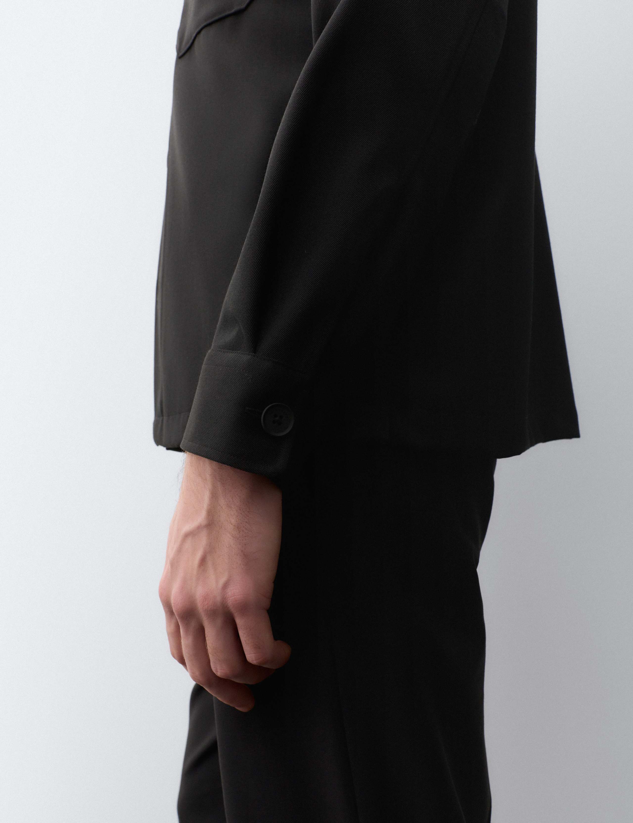Wool Blend Twill Convertible Collar Overshirt 4 of 6