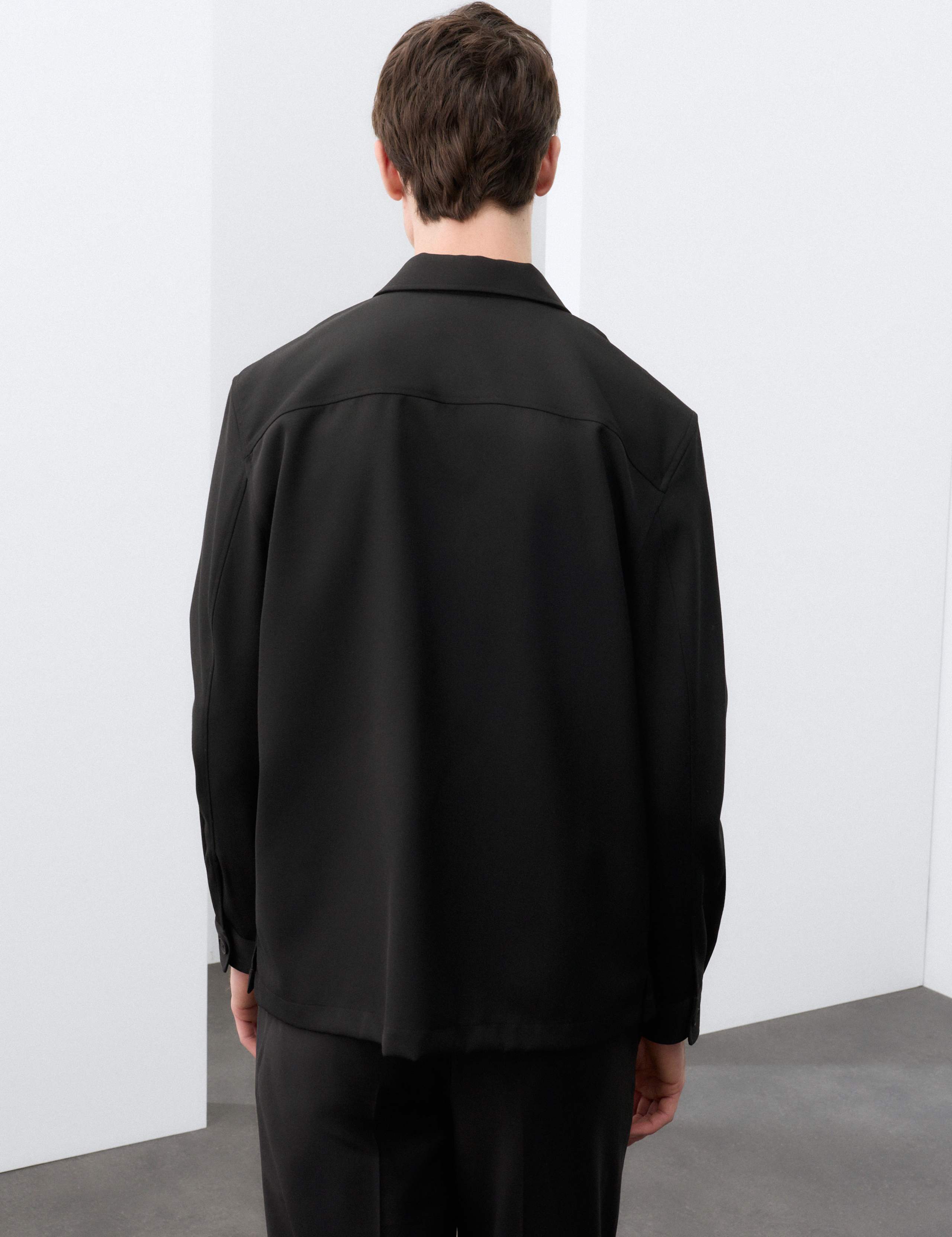 Wool Blend Twill Convertible Collar Overshirt 5 of 6