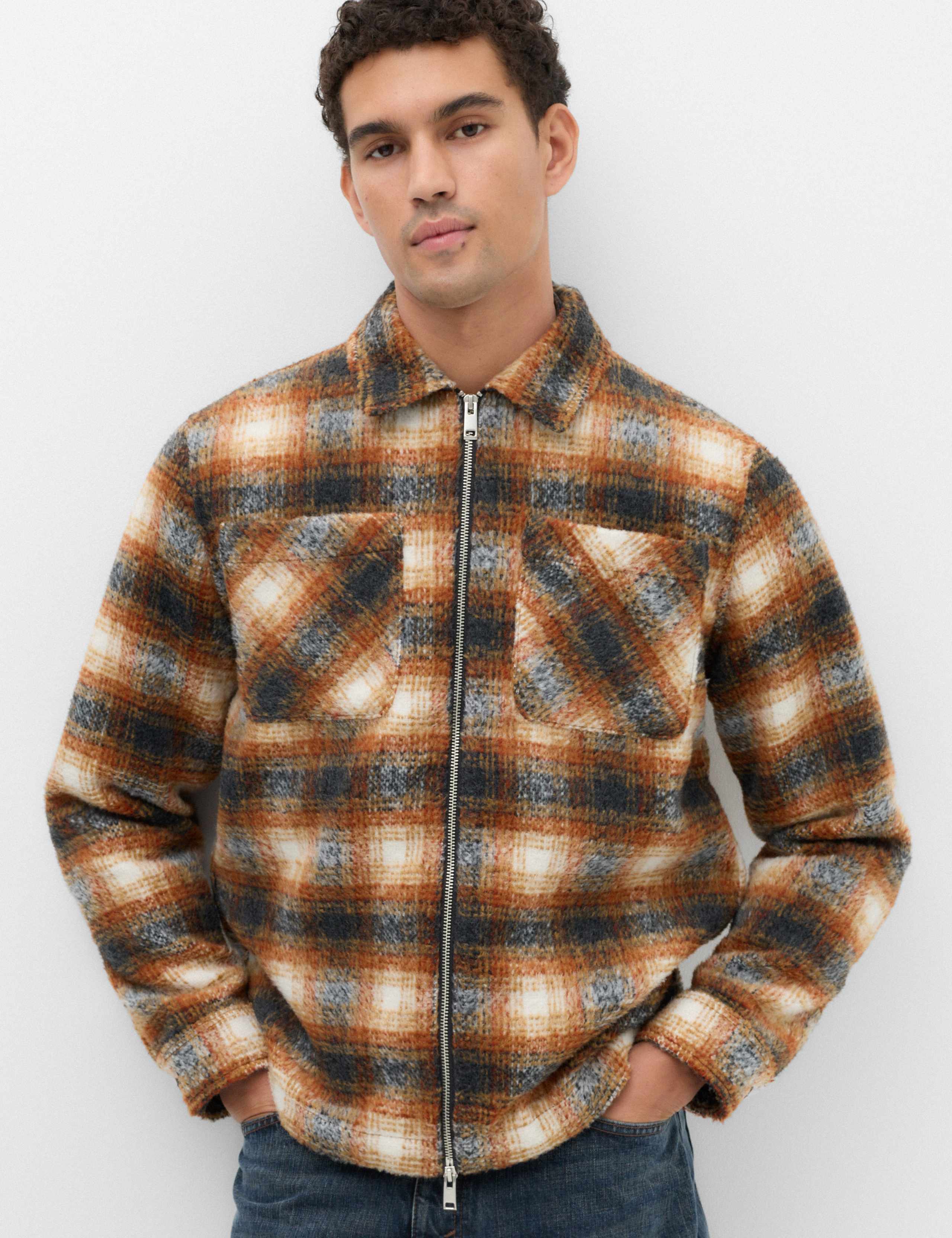 Brushed Checked Zip Overshirt 4 of 7