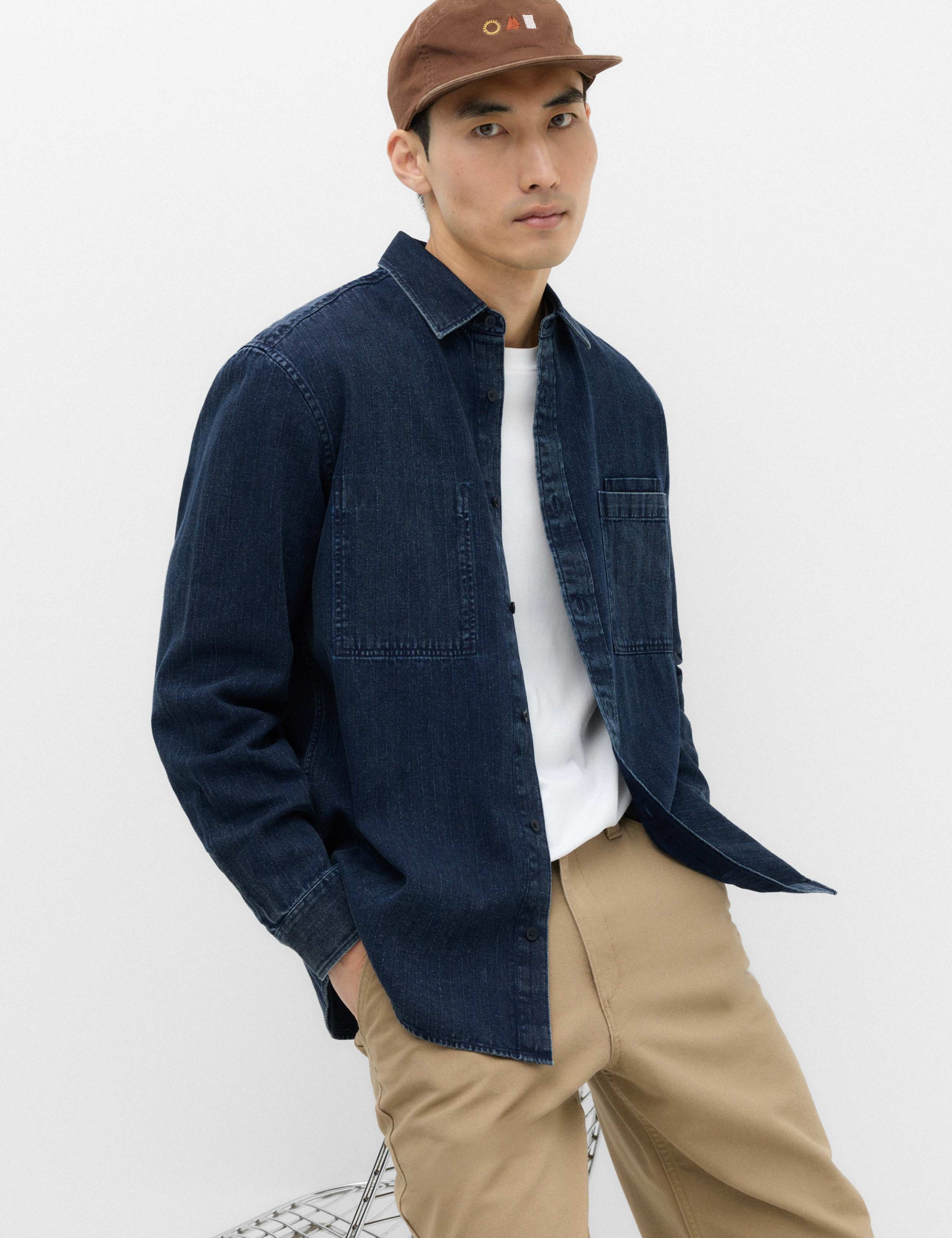 Regular Fit Pure Cotton Denim Stripe Shirt 6 of 6