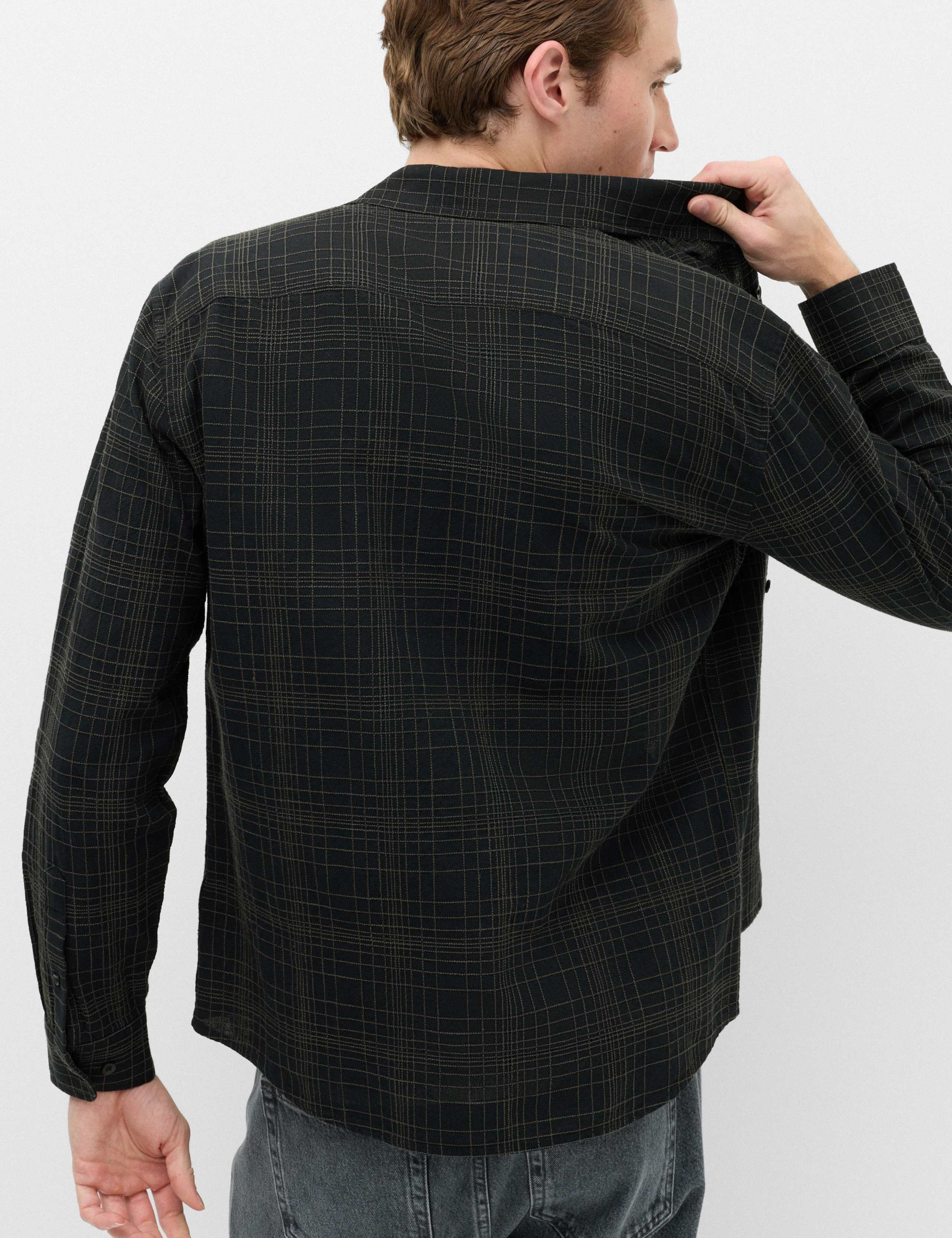 Pure Cotton Textured Check Shirt 4 of 5