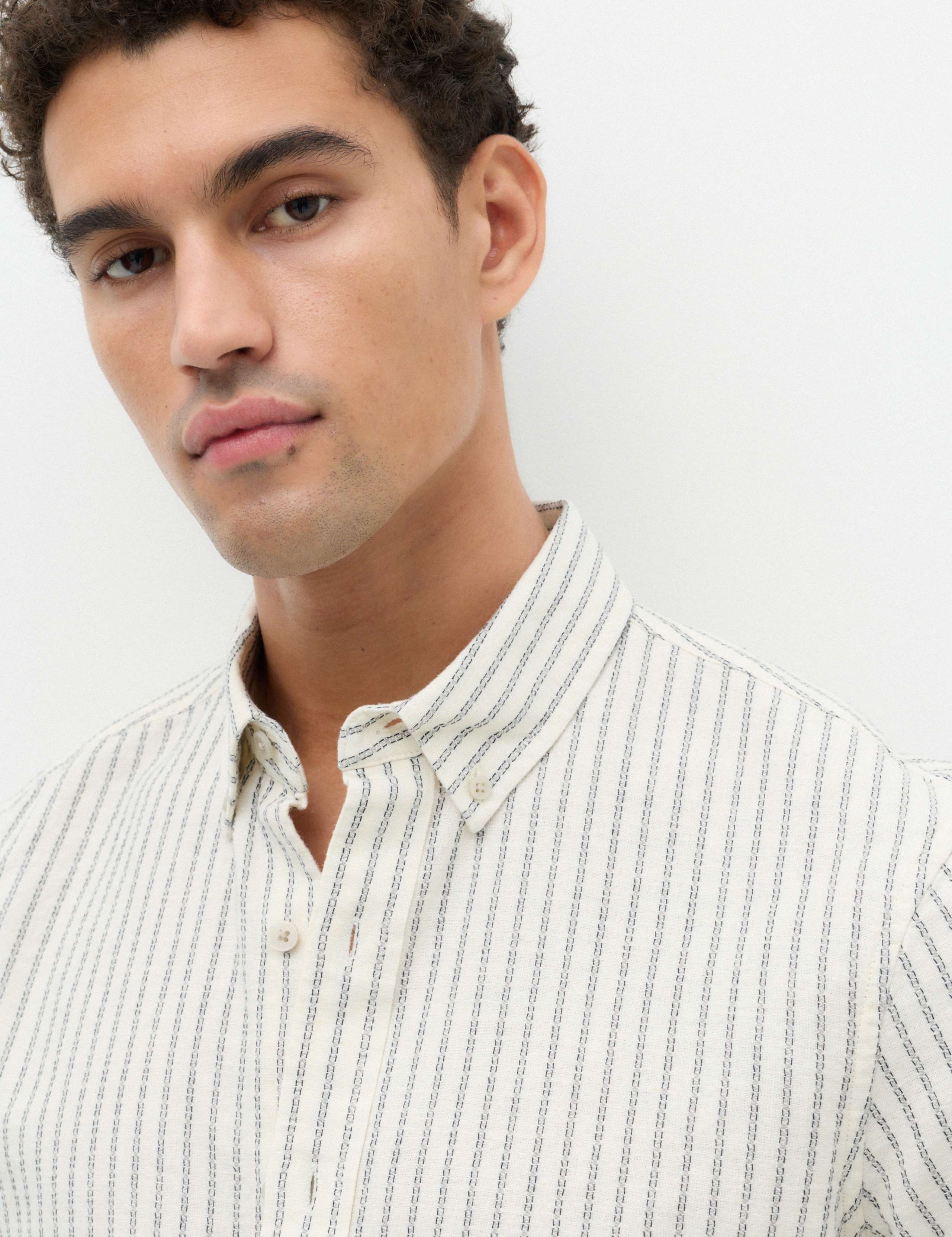 Cotton Linen Blend Striped Shirt 2 of 5