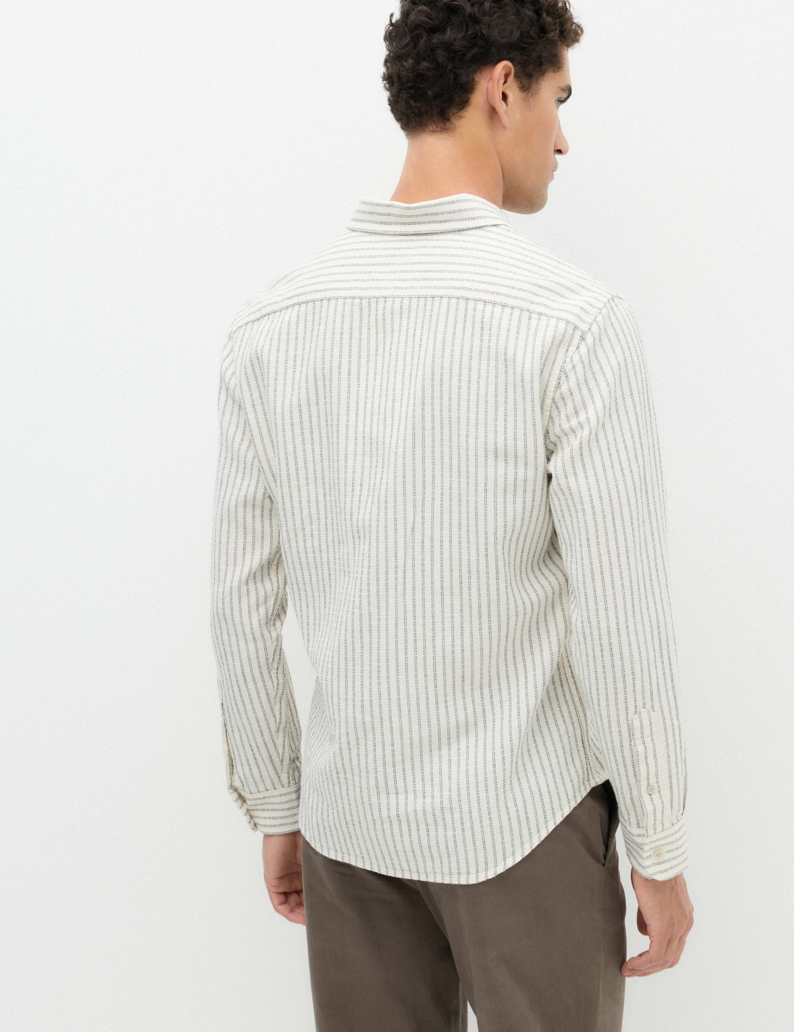 Cotton Linen Blend Striped Shirt 3 of 5