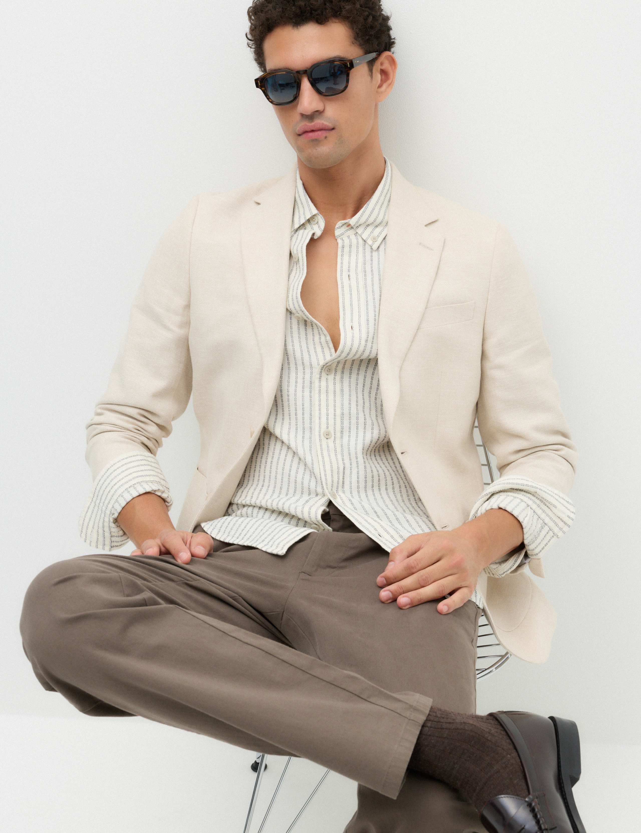 Cotton Linen Blend Striped Shirt 5 of 5