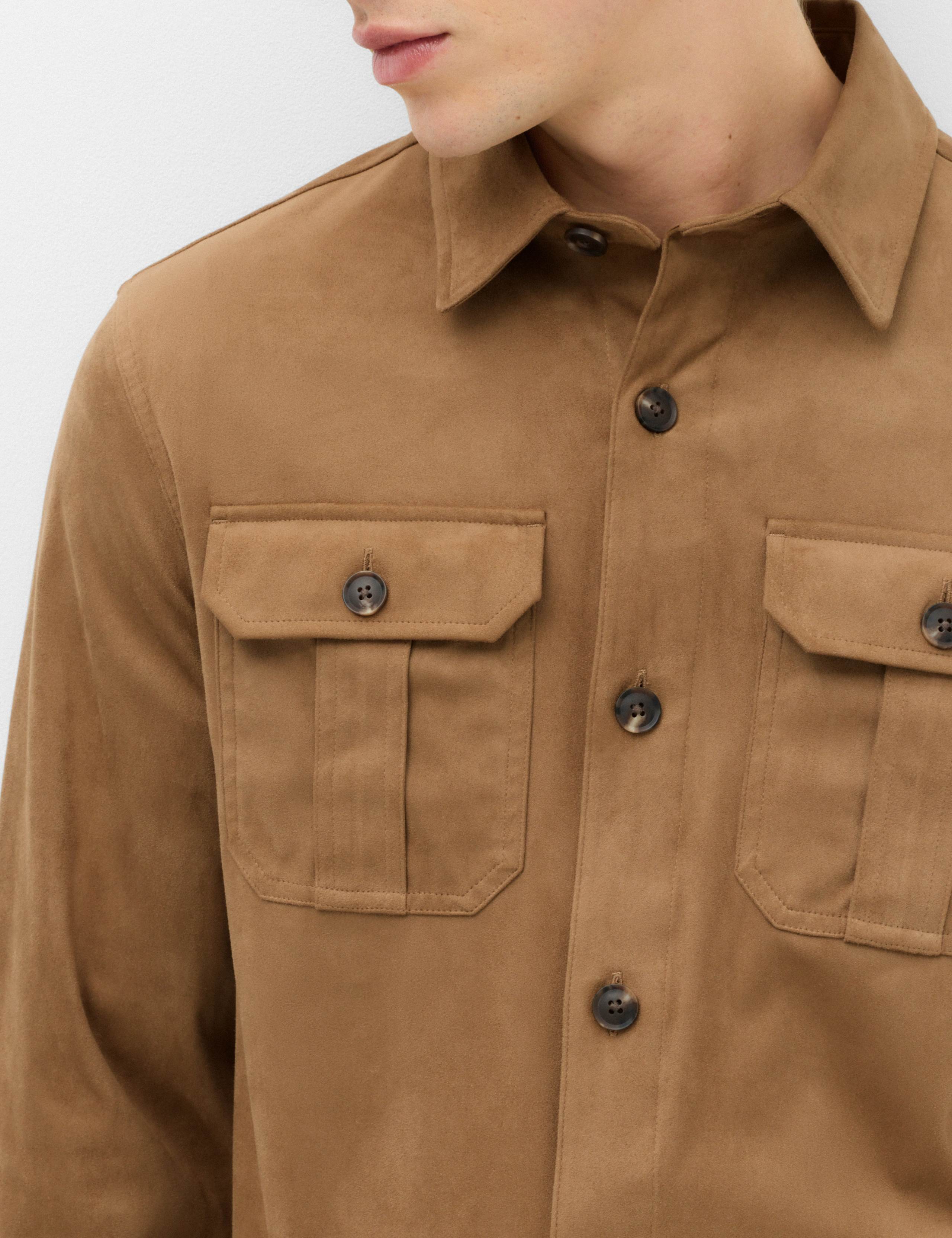 Regular Fit Faux Suede Overshirt 3 of 6