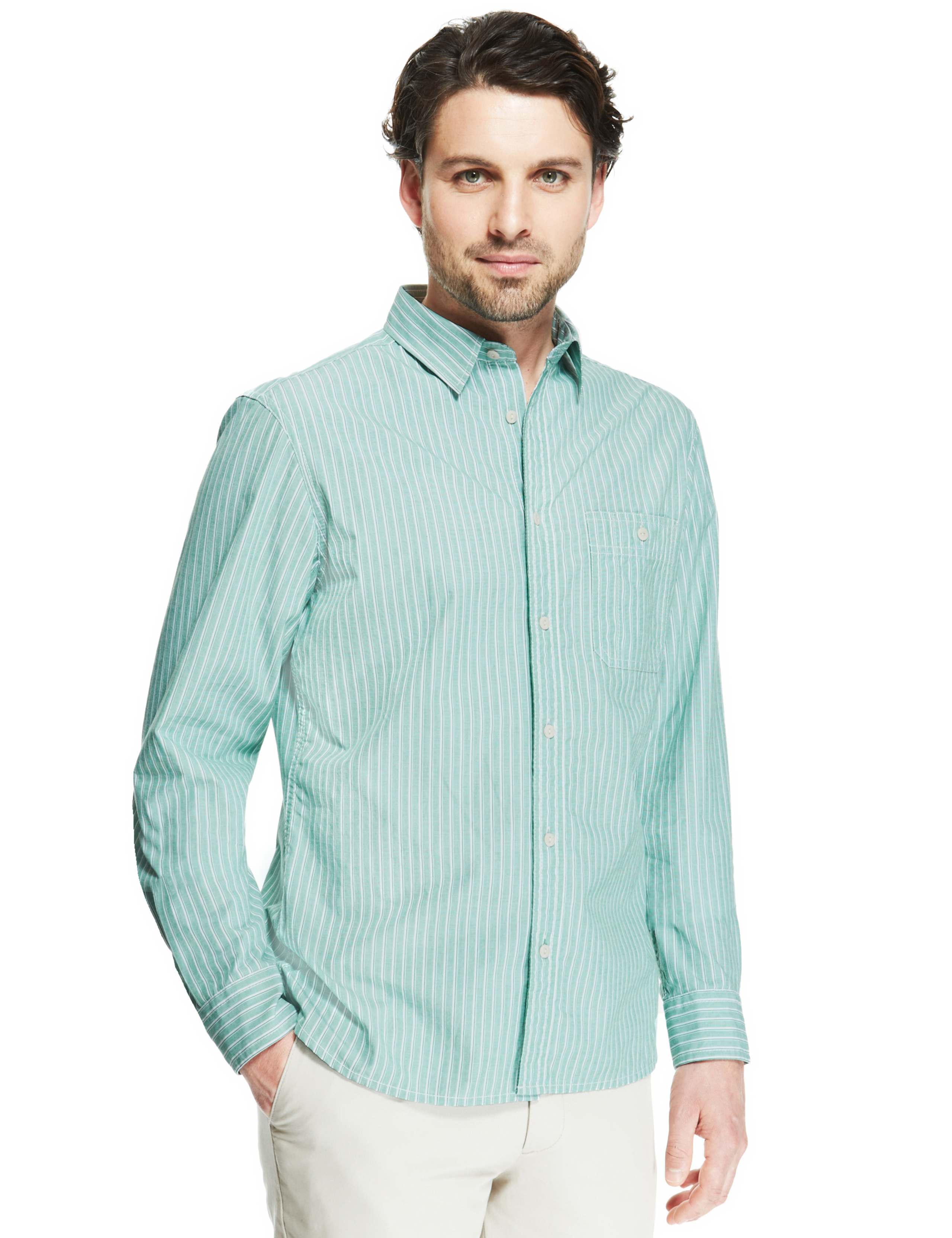 Pure Cotton Tailored Fit Striped Shirt 1 of 3