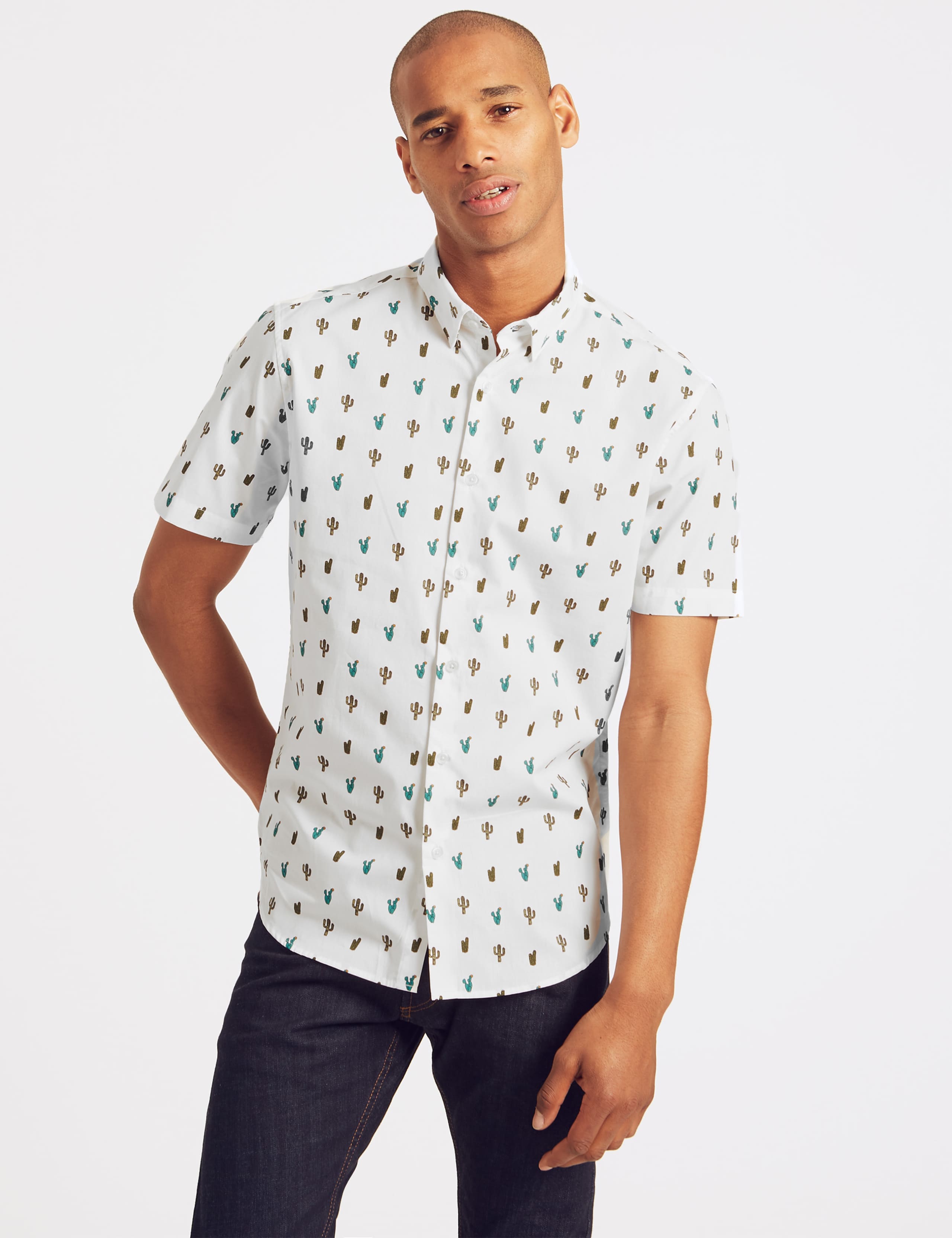 Pure Cotton Slim Fit Cactus Print Shirt 1 of 5